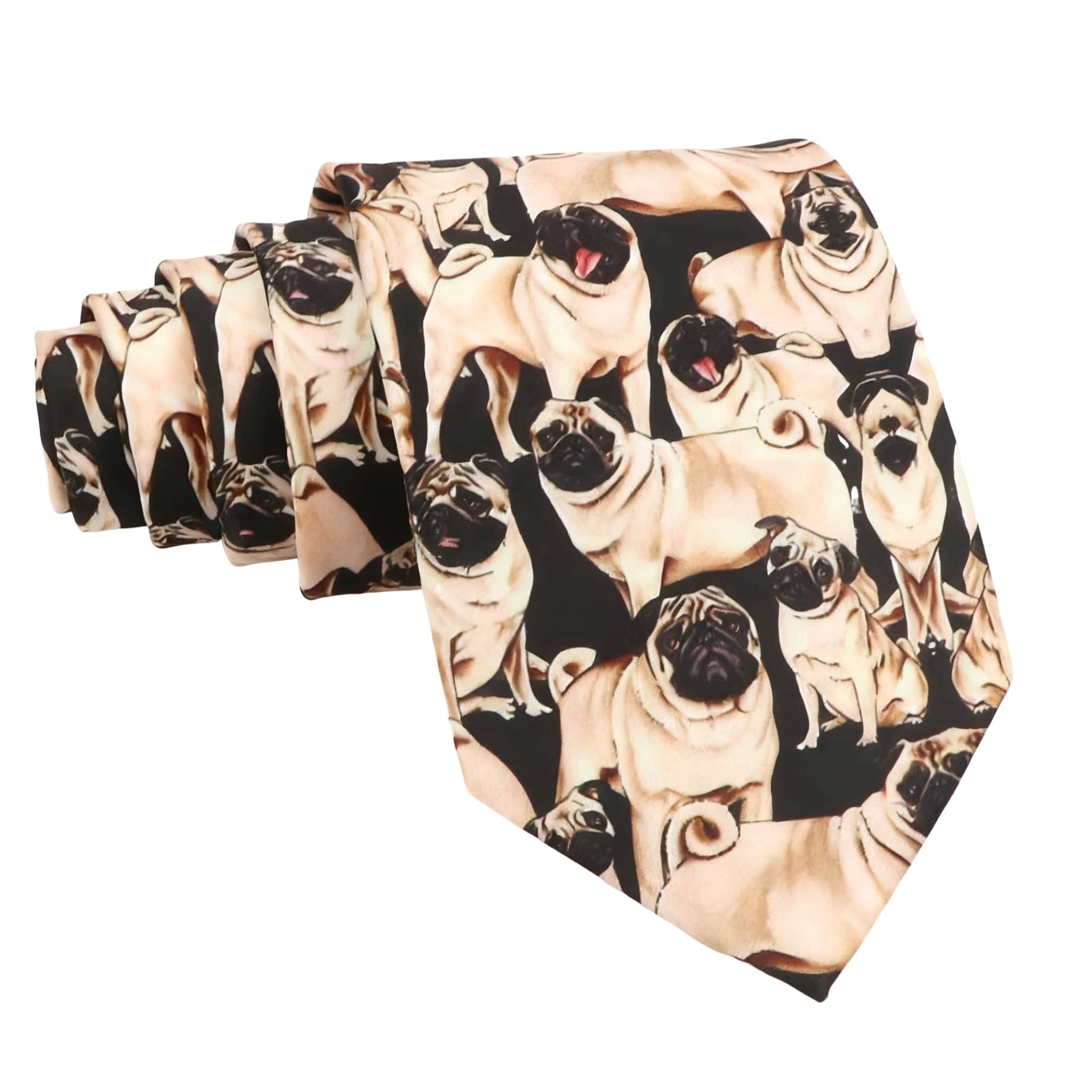 Black Beige Pug Necktie