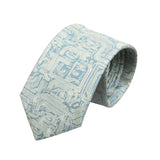 Light Blue White Circuit Board Necktie
