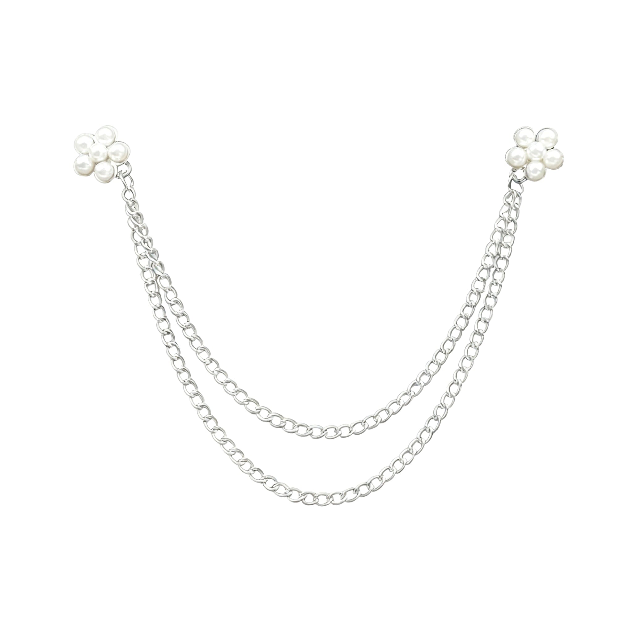 Silver White Floral Lapel Pin