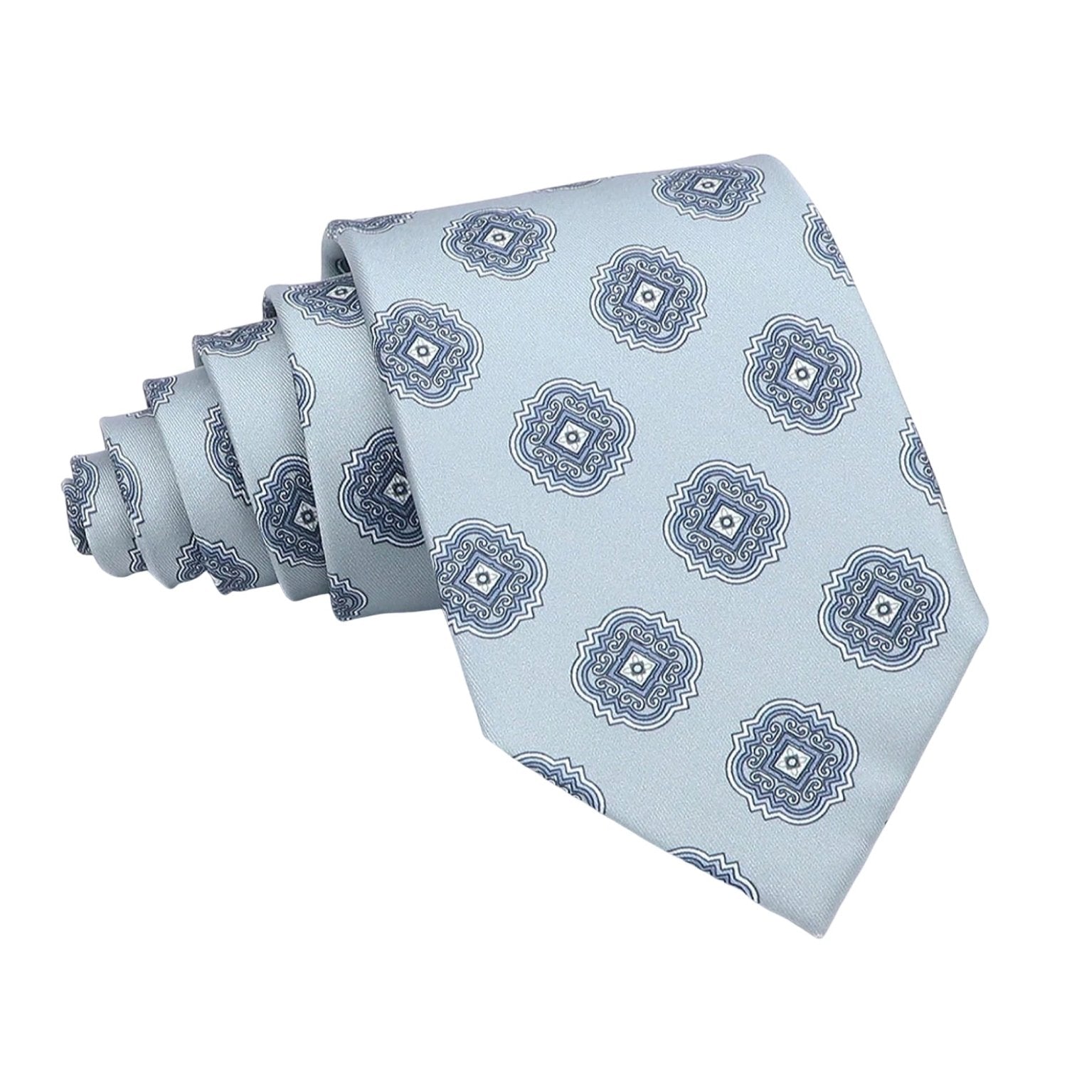 Light Blue With Blue Ornate Medallion Necktie