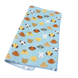 Light Blue Brown Dog Pocket Square
