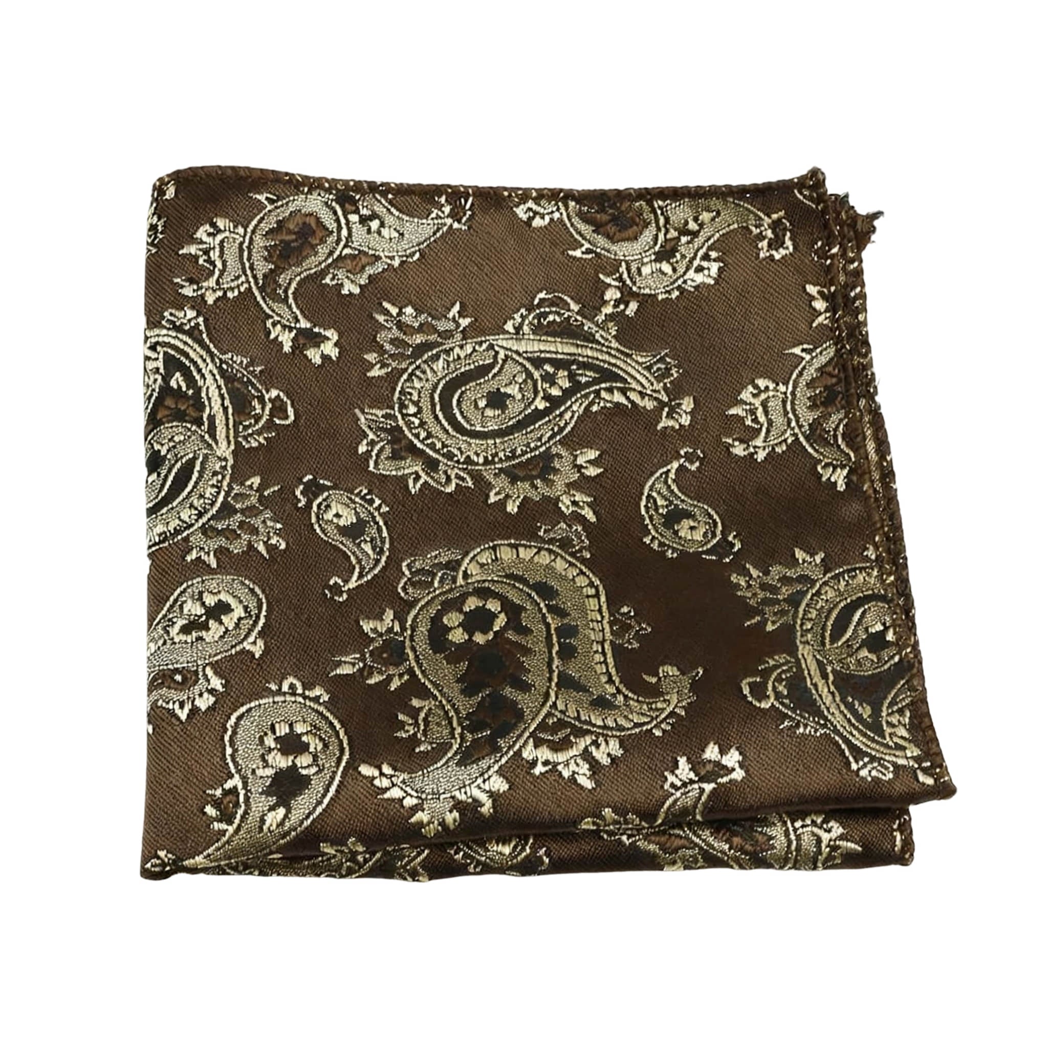 Brown Silver Paisley Pocket Square