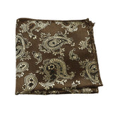 Brown Silver Paisley Pocket Square