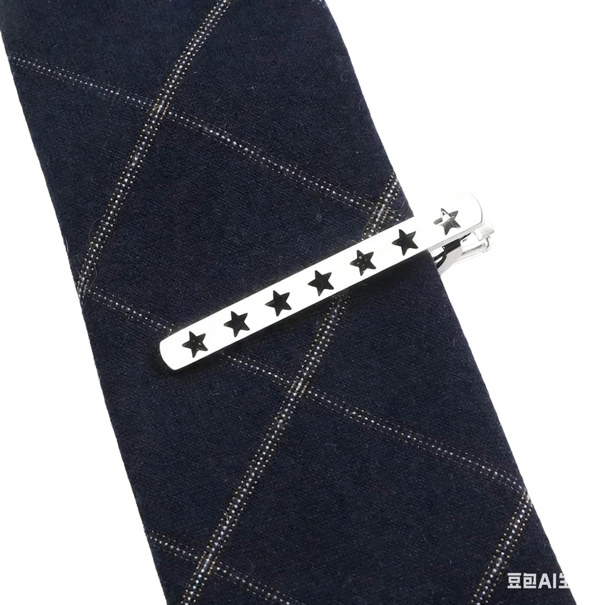 Silver Black Star Tie Bar