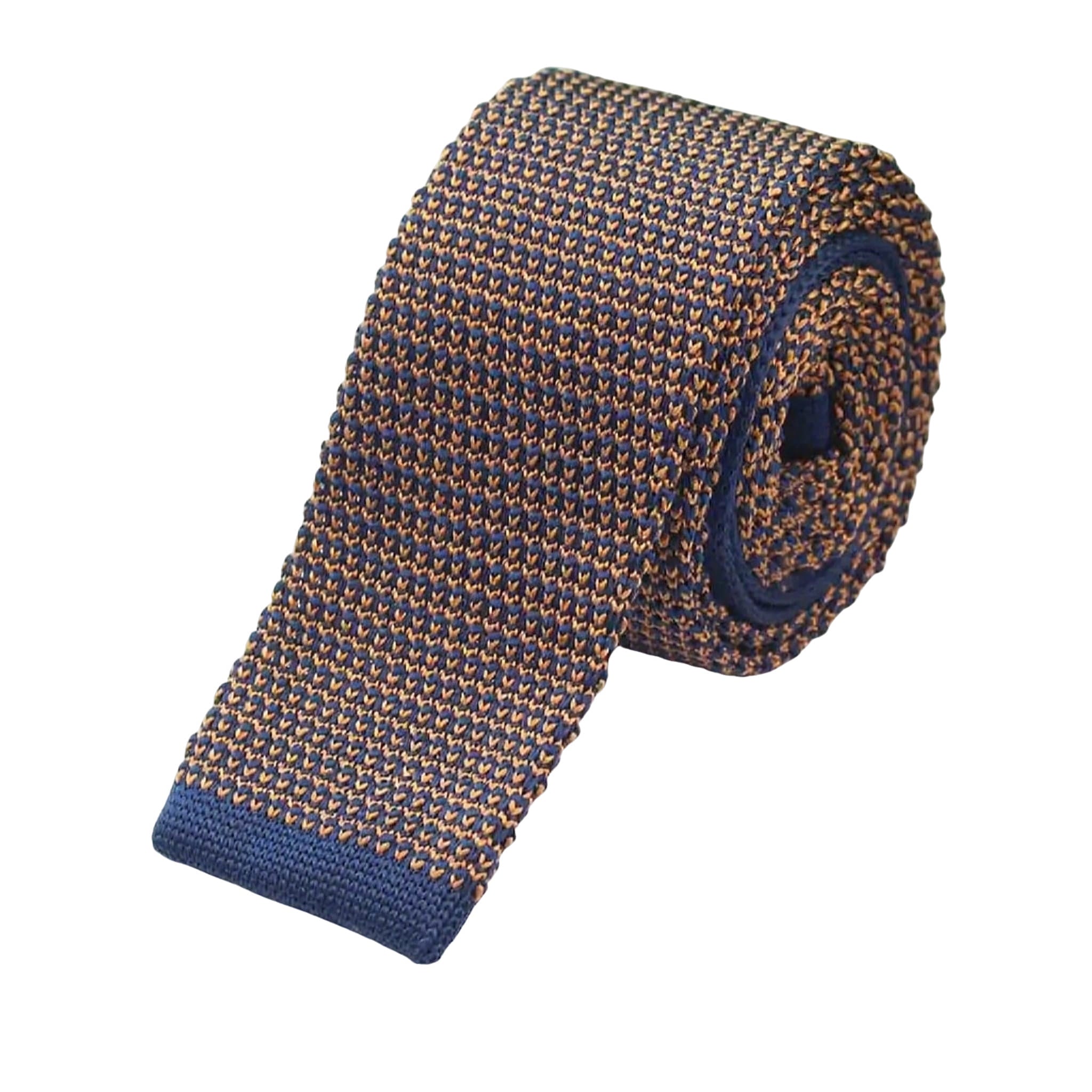 Navy Orange Knitted Tie