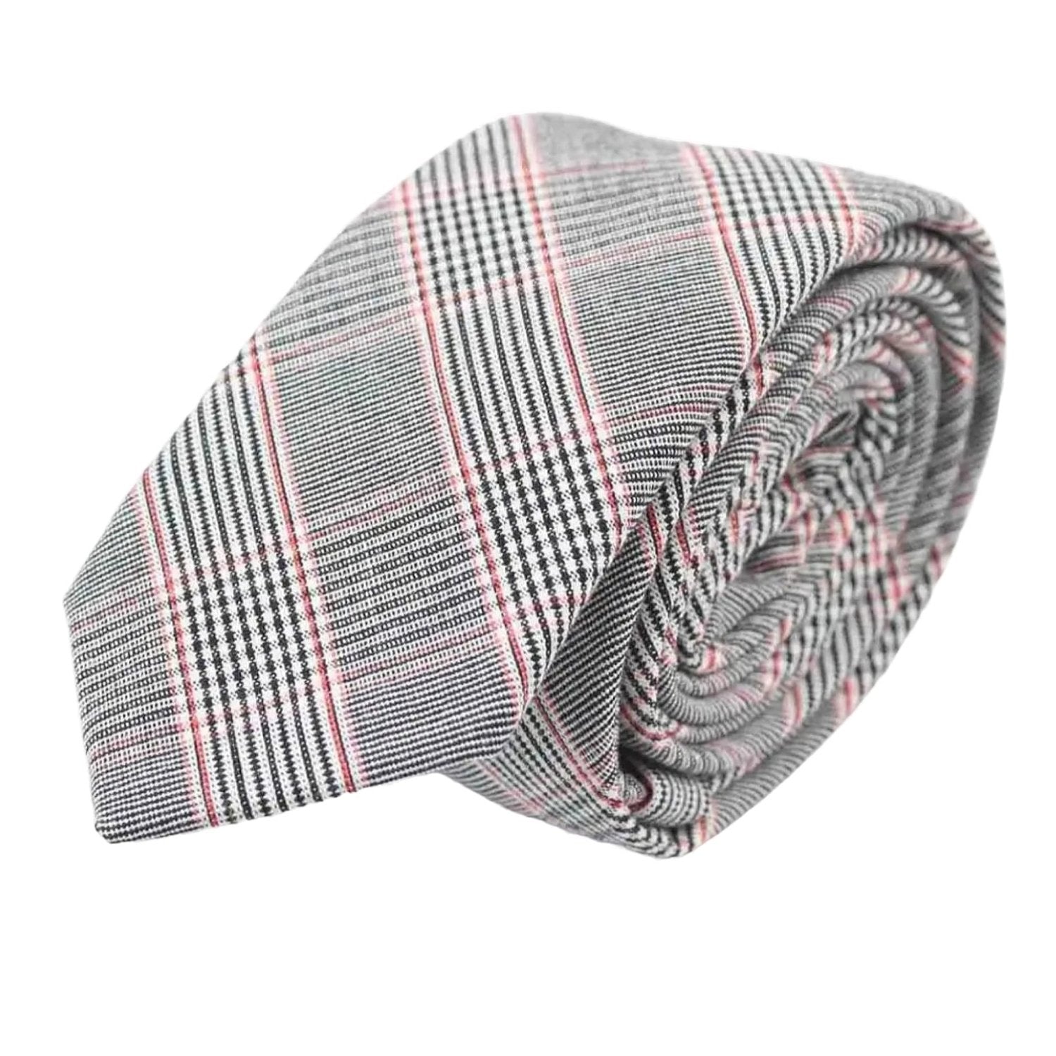 Gray With Red Plaid Necktie
