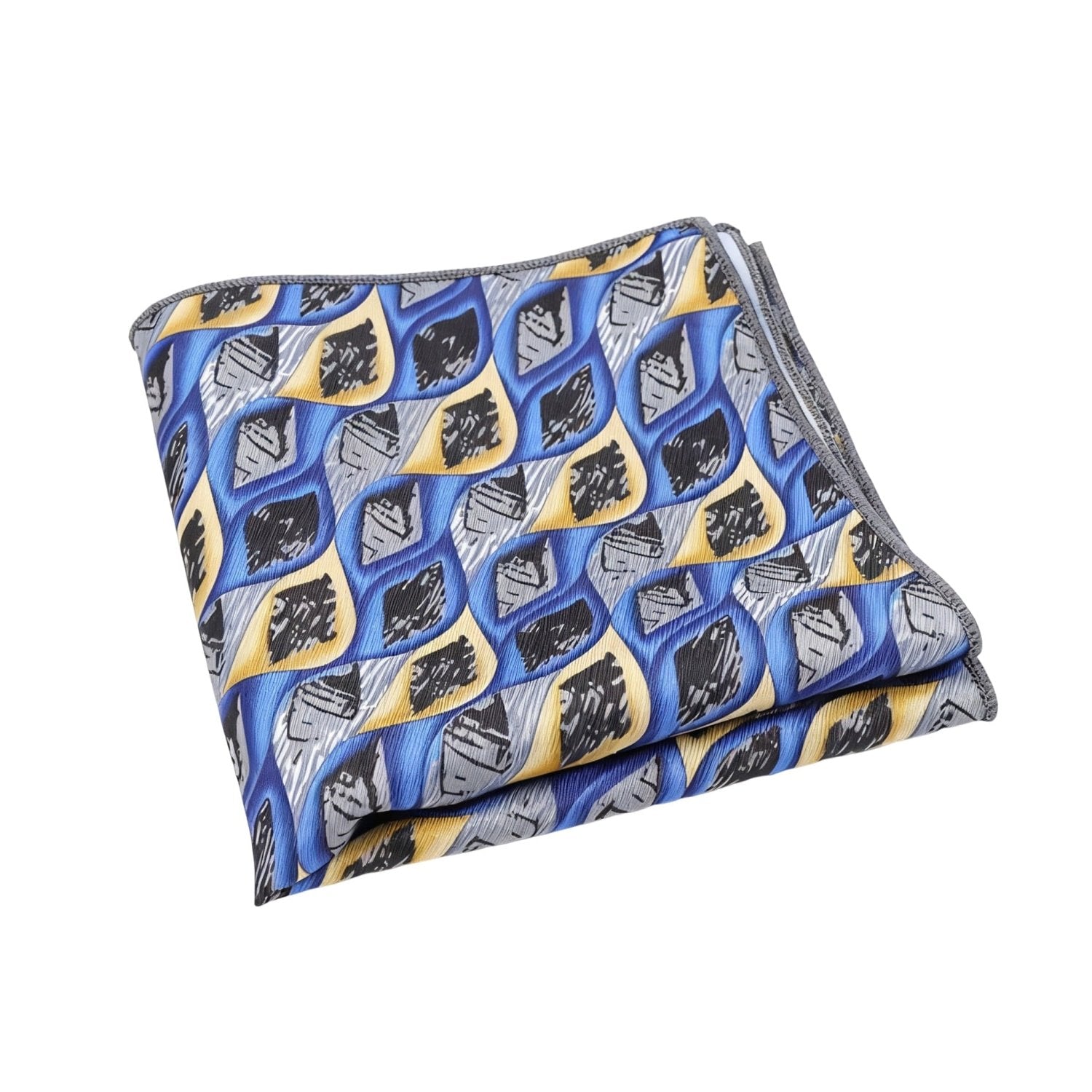 Blue With Yellow Geometric Pocket Square