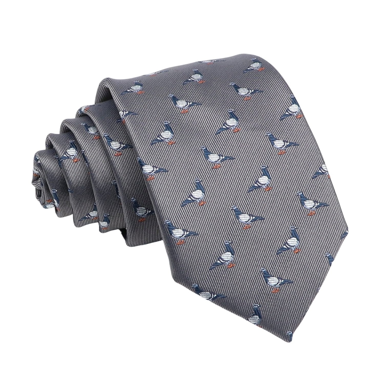 Gray with Dark Blue Pigeon Necktie