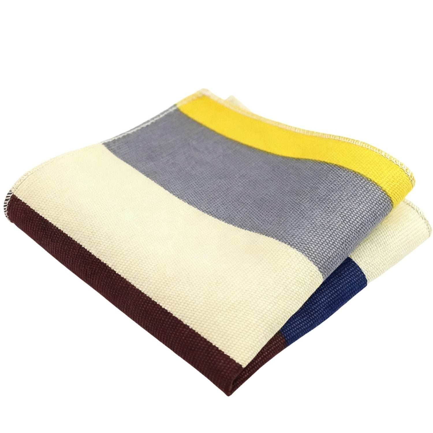 Beige With Multicolor Striped Pocket Square