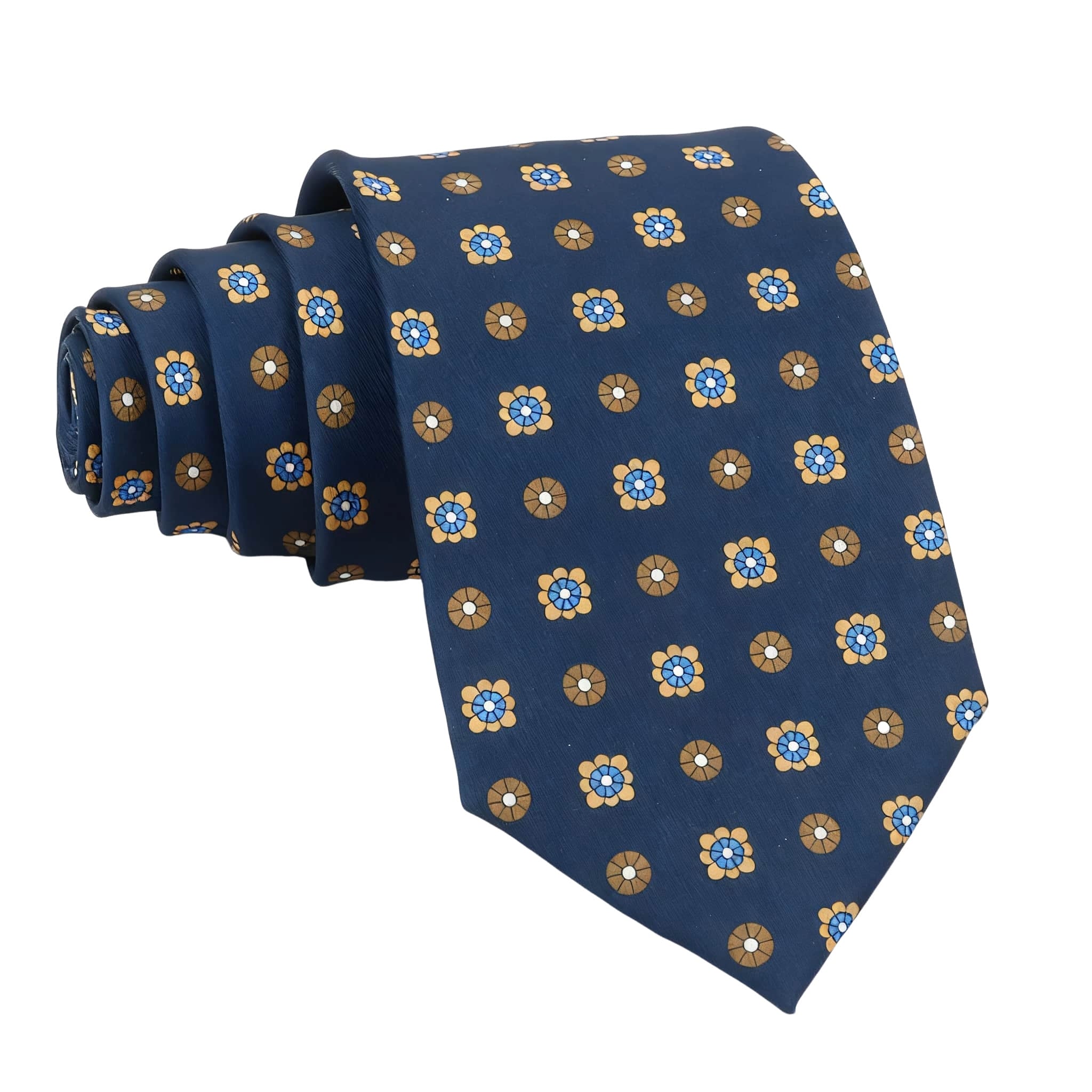 Navy Blue Yellow Floral Necktie