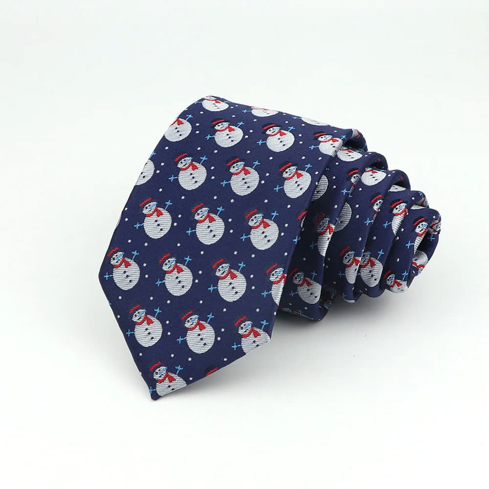 Navy Blue With White Snowman Necktie