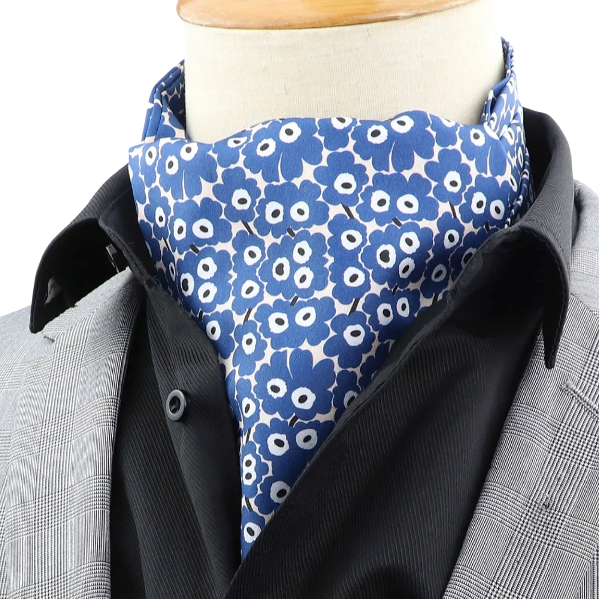 Blue White Floral Ascot