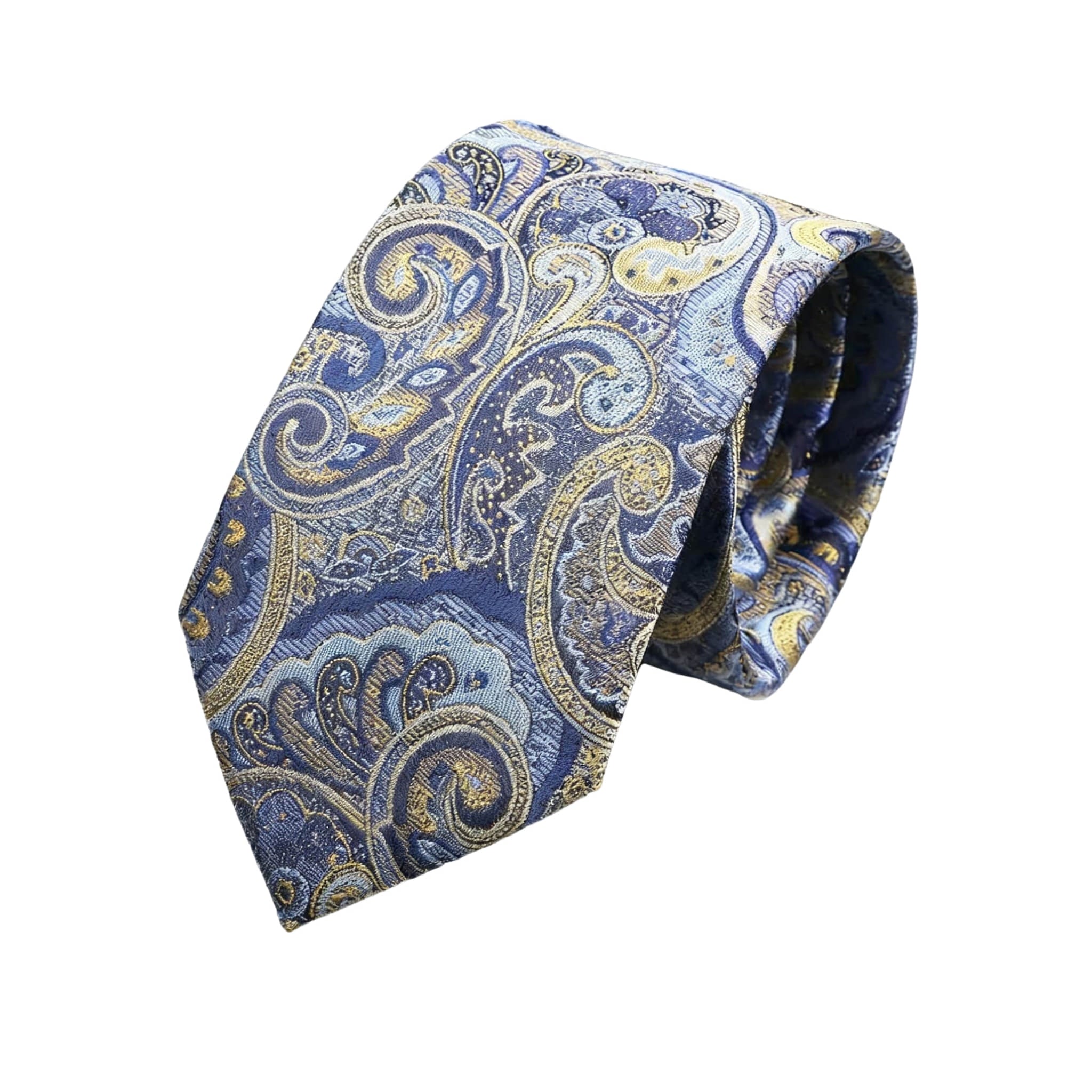 Blue Yellow Paisley Necktie