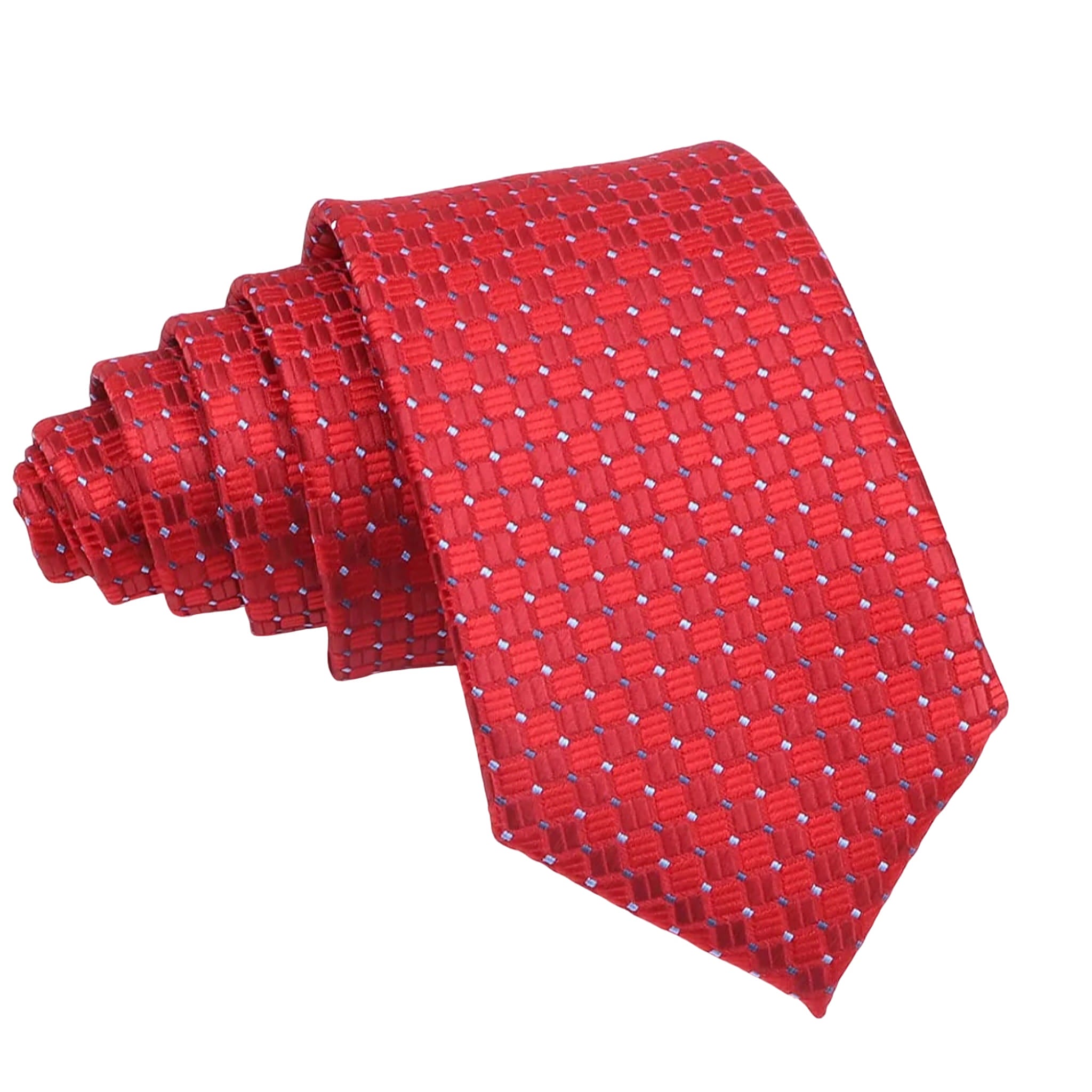 Red With Blue Square Grid Necktie