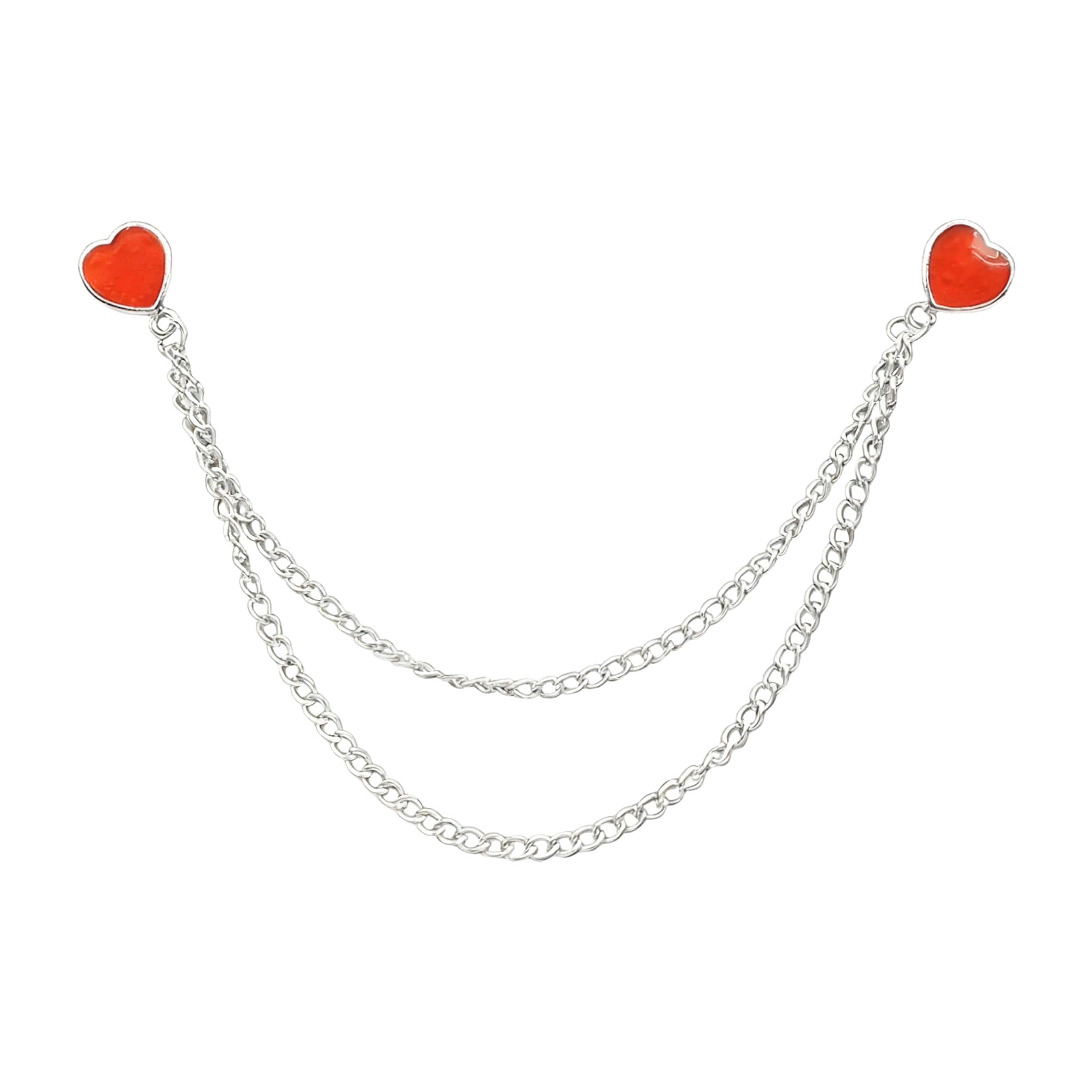 Silver Red Solid Lapel Pin