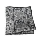 Black Silver Paisley Pocket Square