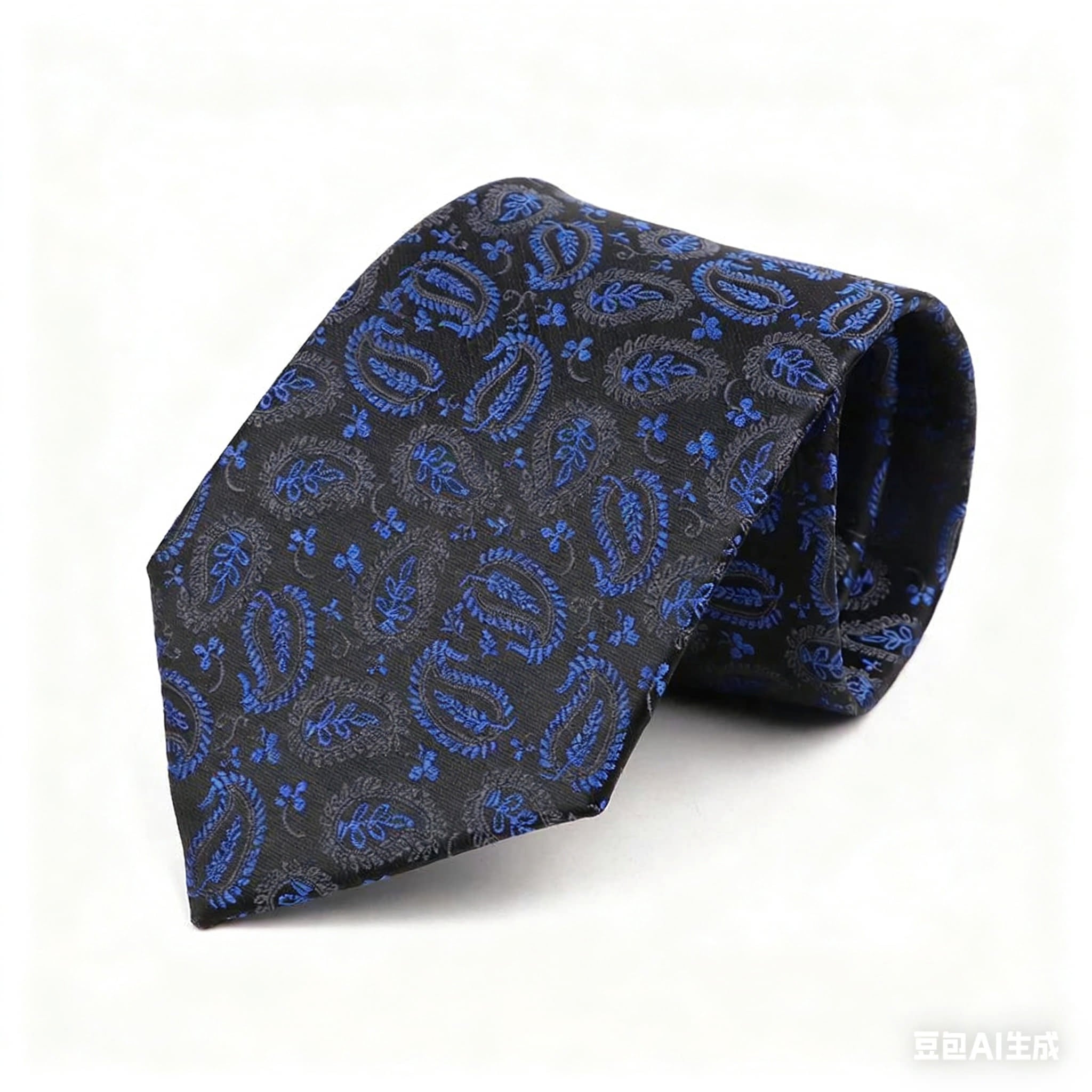 Black Blue Paisley Necktie