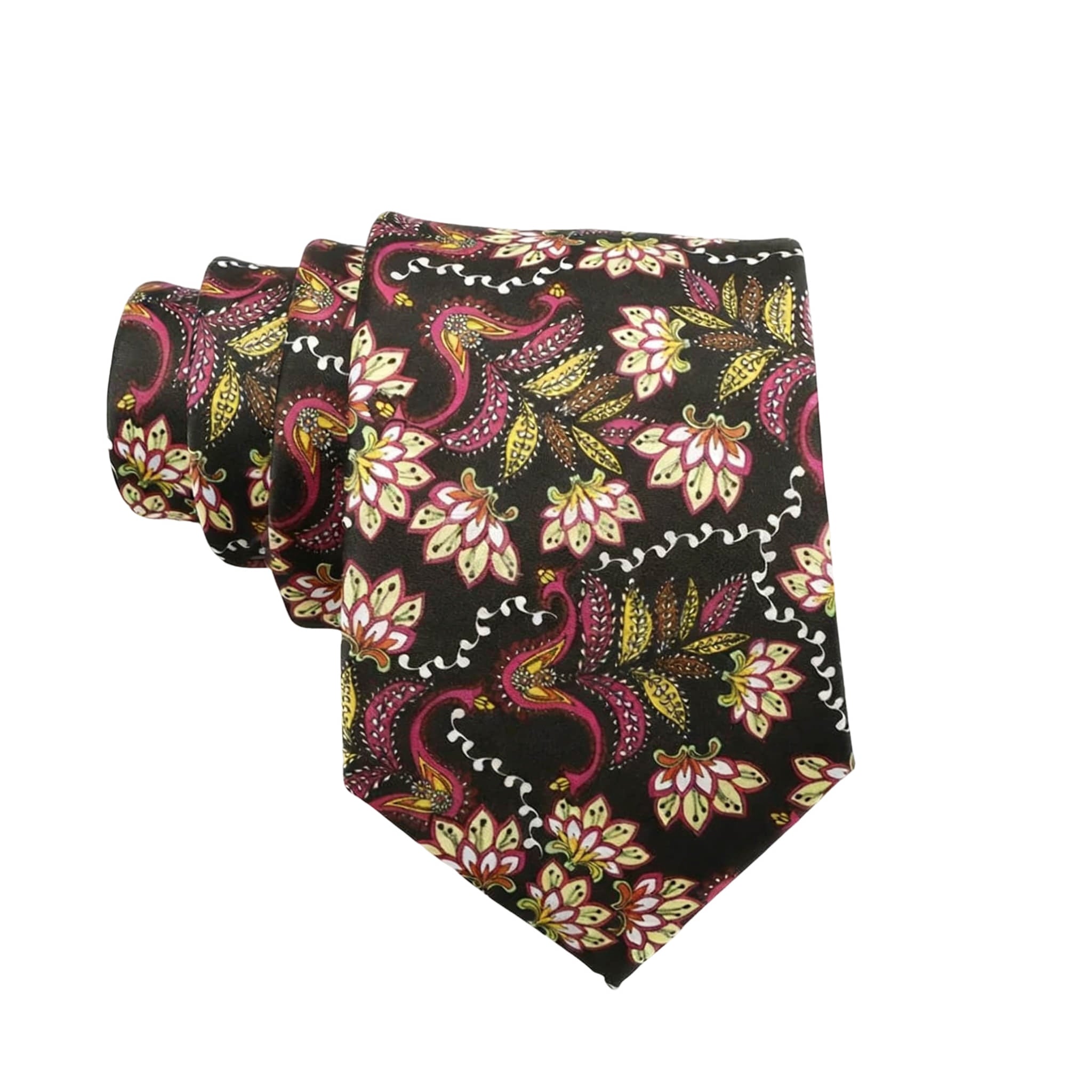Black Pink Floral Necktie