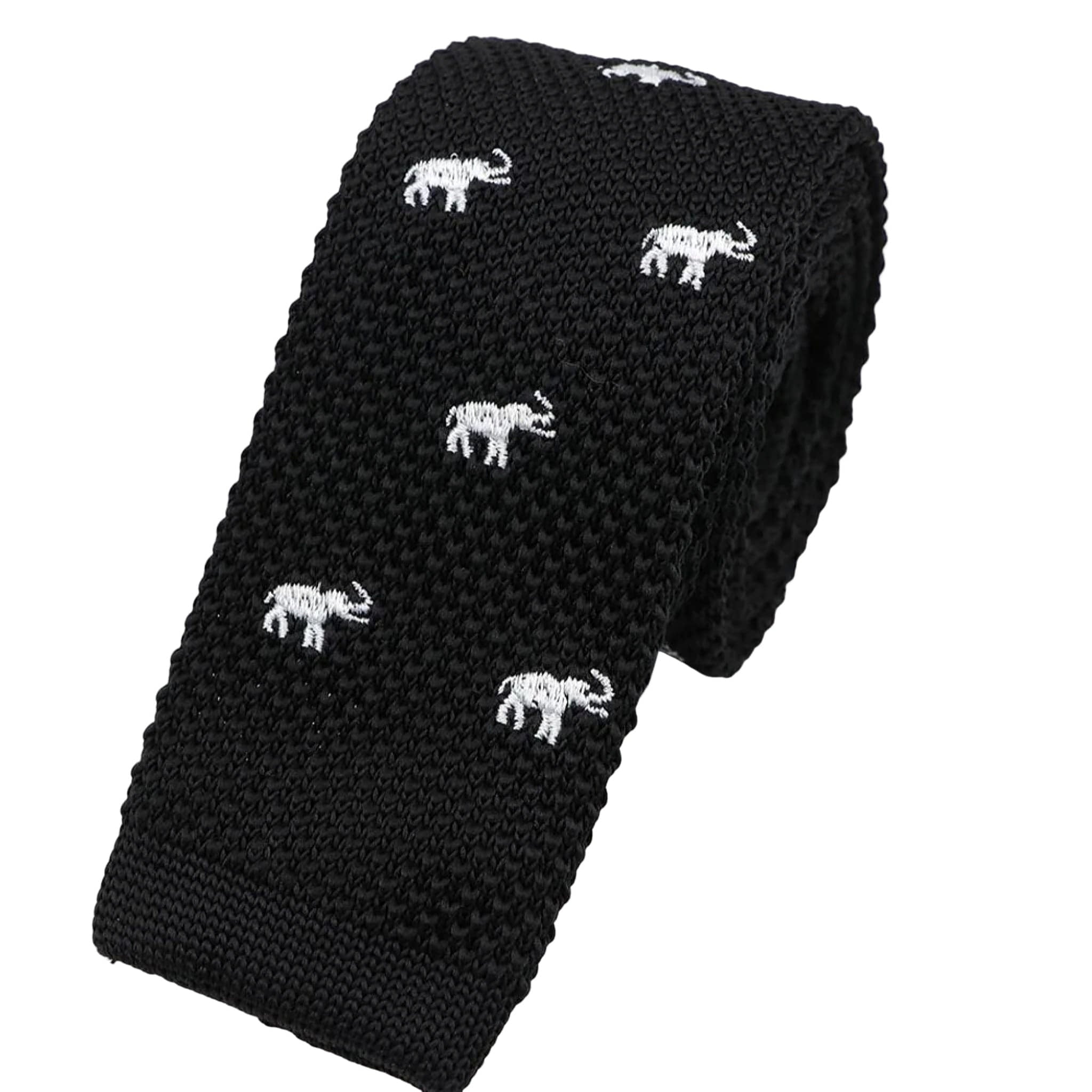 Black Knitted Elephant Tie