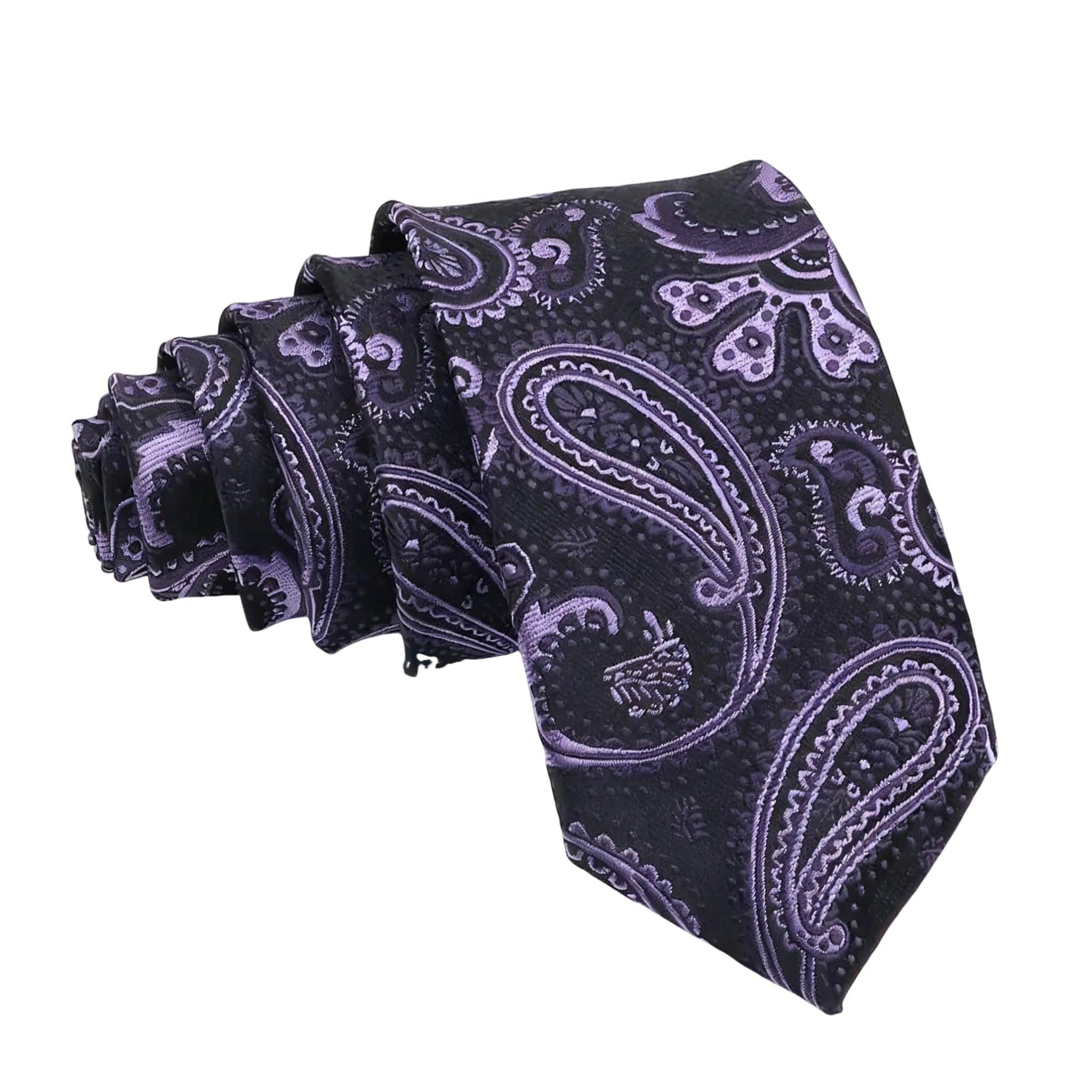 Black Purple Paisley Necktie