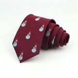 Burgundy With White Snowman Necktie
