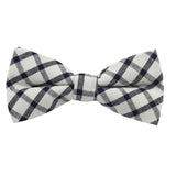 Beige Navy Plaid Bow Tie