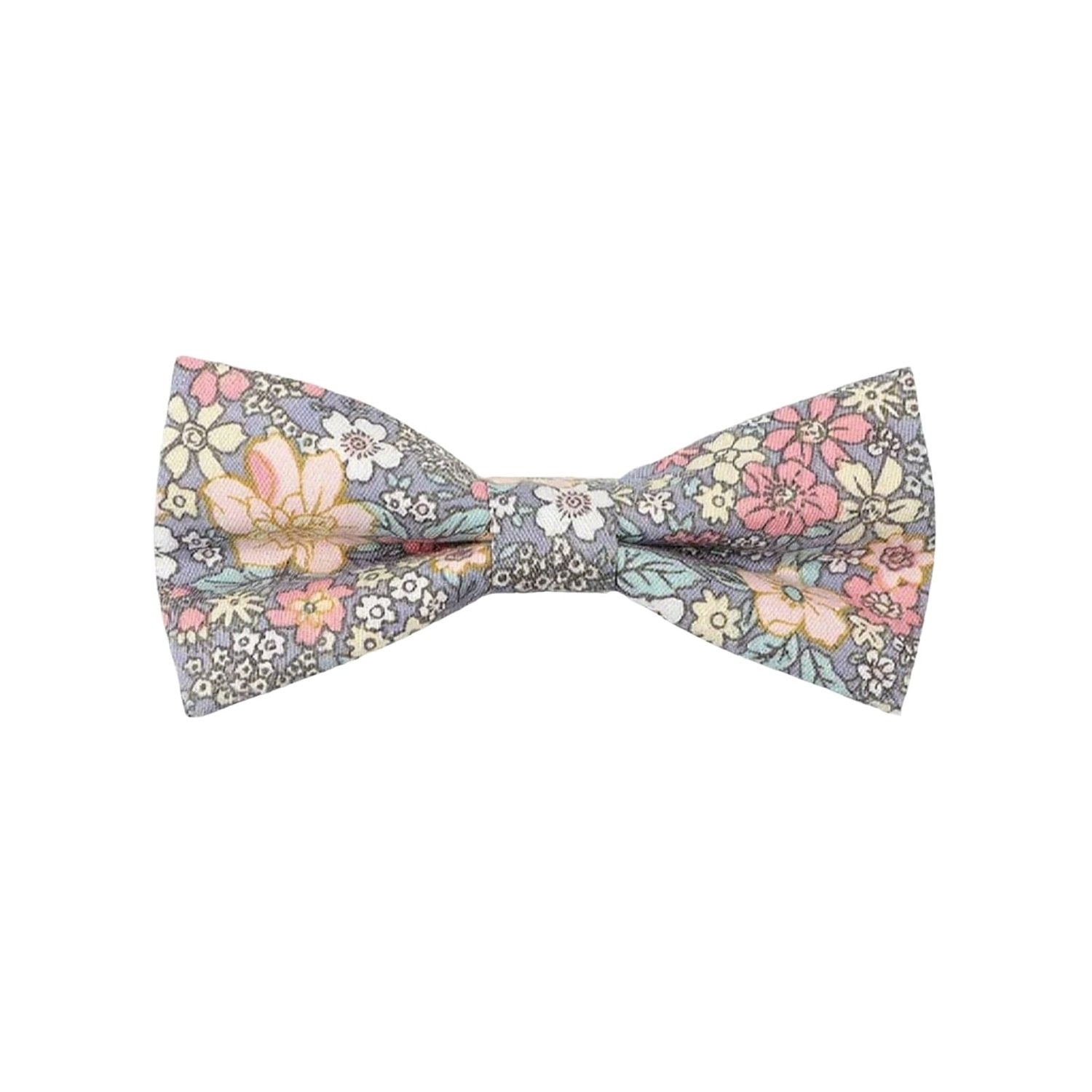 Gray With Multicolor Floral Bowtie