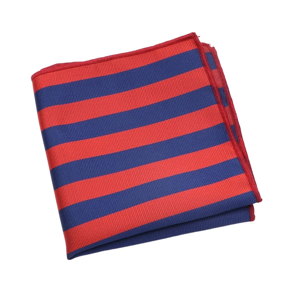 Red Blue Striped Pocket Square