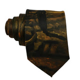 Dark Brown Gold Abstract Necktie