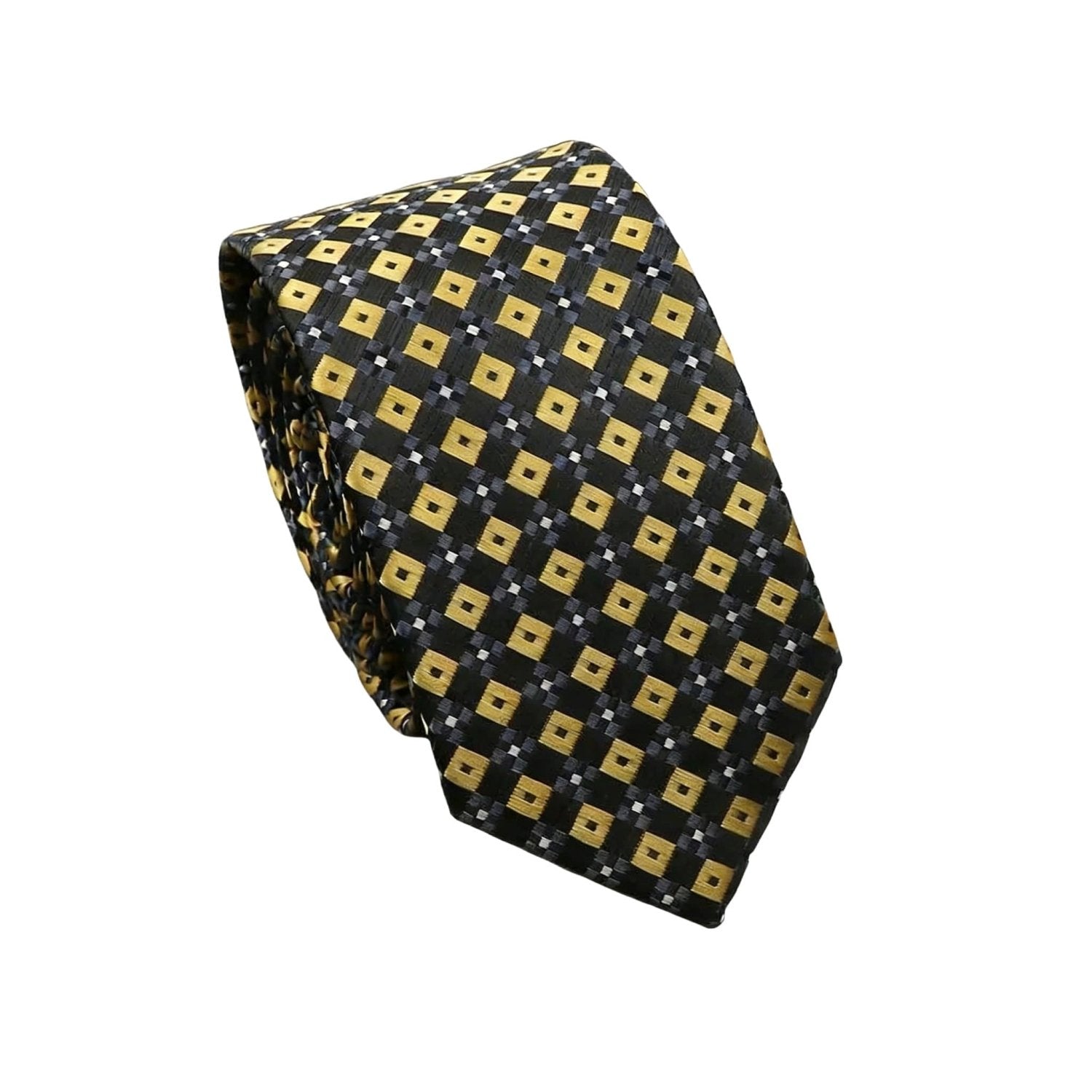 Black With Gold Square Checkered Necktie