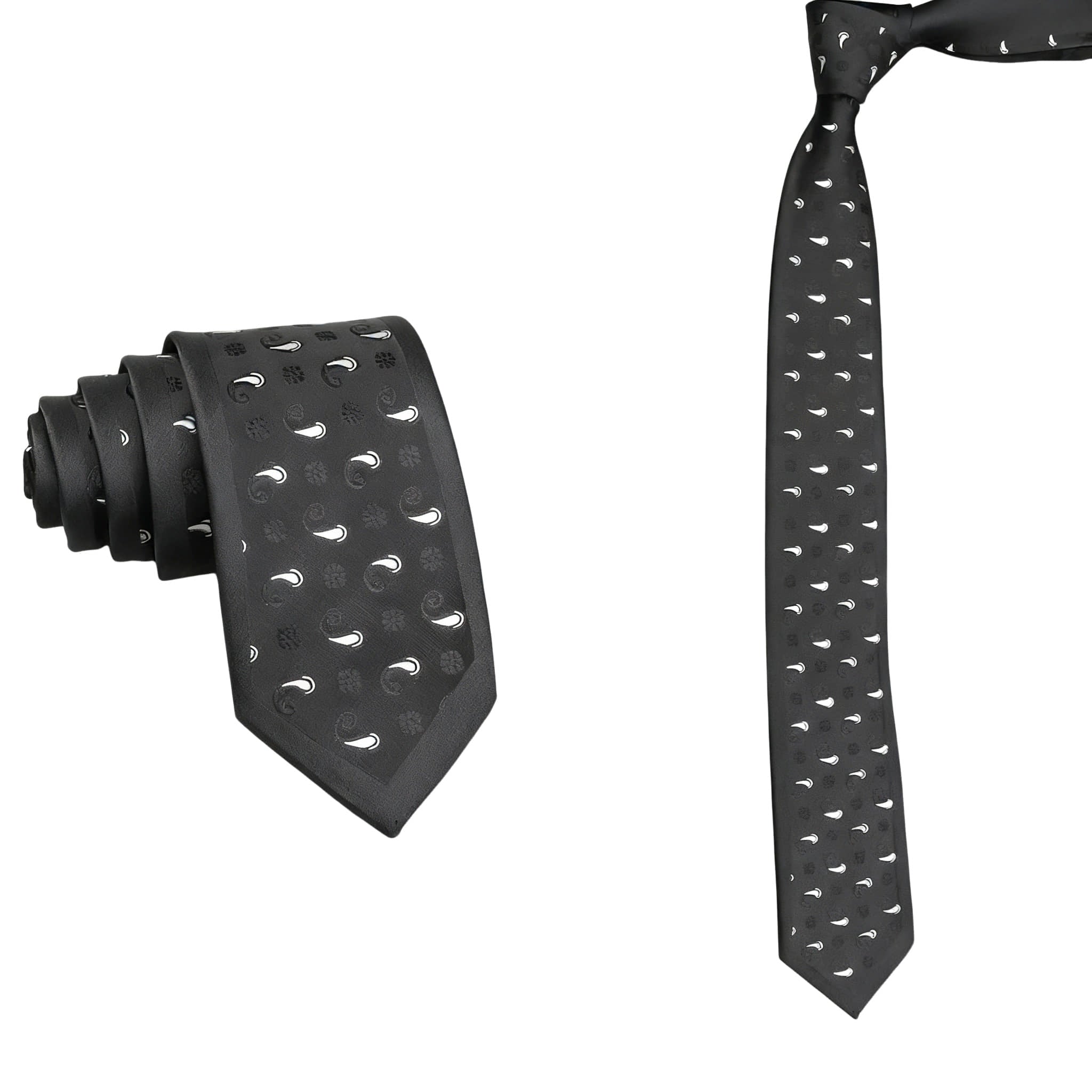 Black White Paisley Necktie