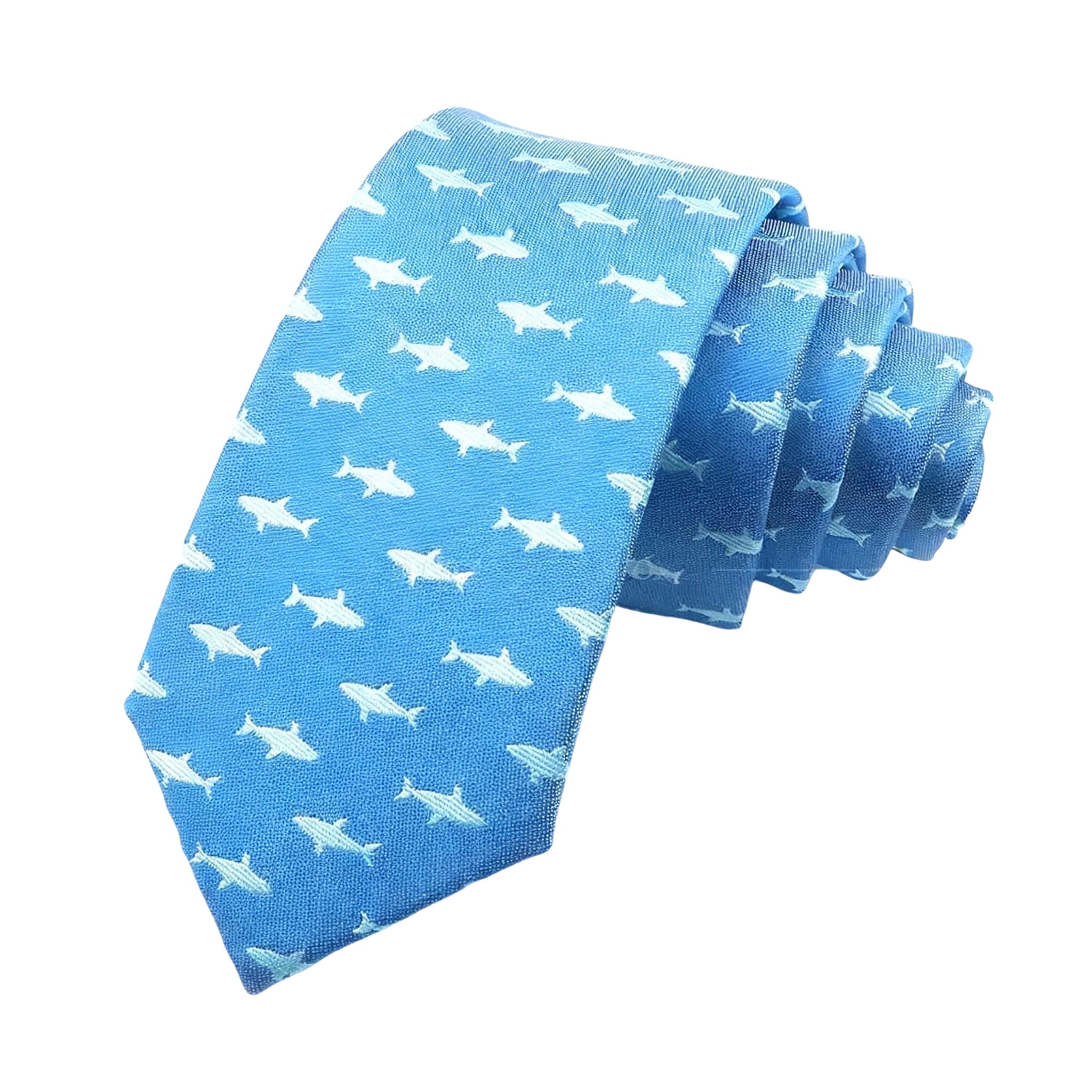 Blue White Shark Necktie