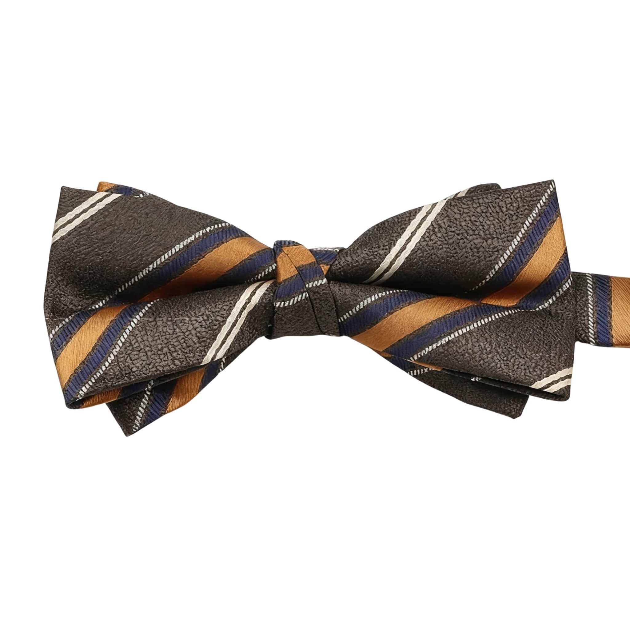 Brown Gold Striped Bowtie