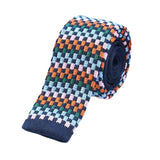 Navy Multicolor Checkered Knitted Necktie