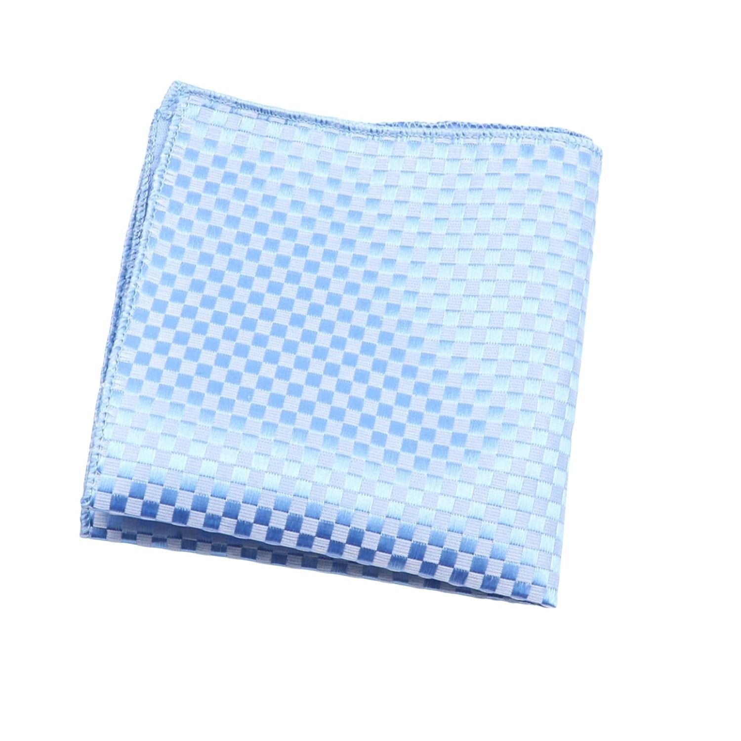 Light Blue With Dark Blue Checkerboard Pocket Square