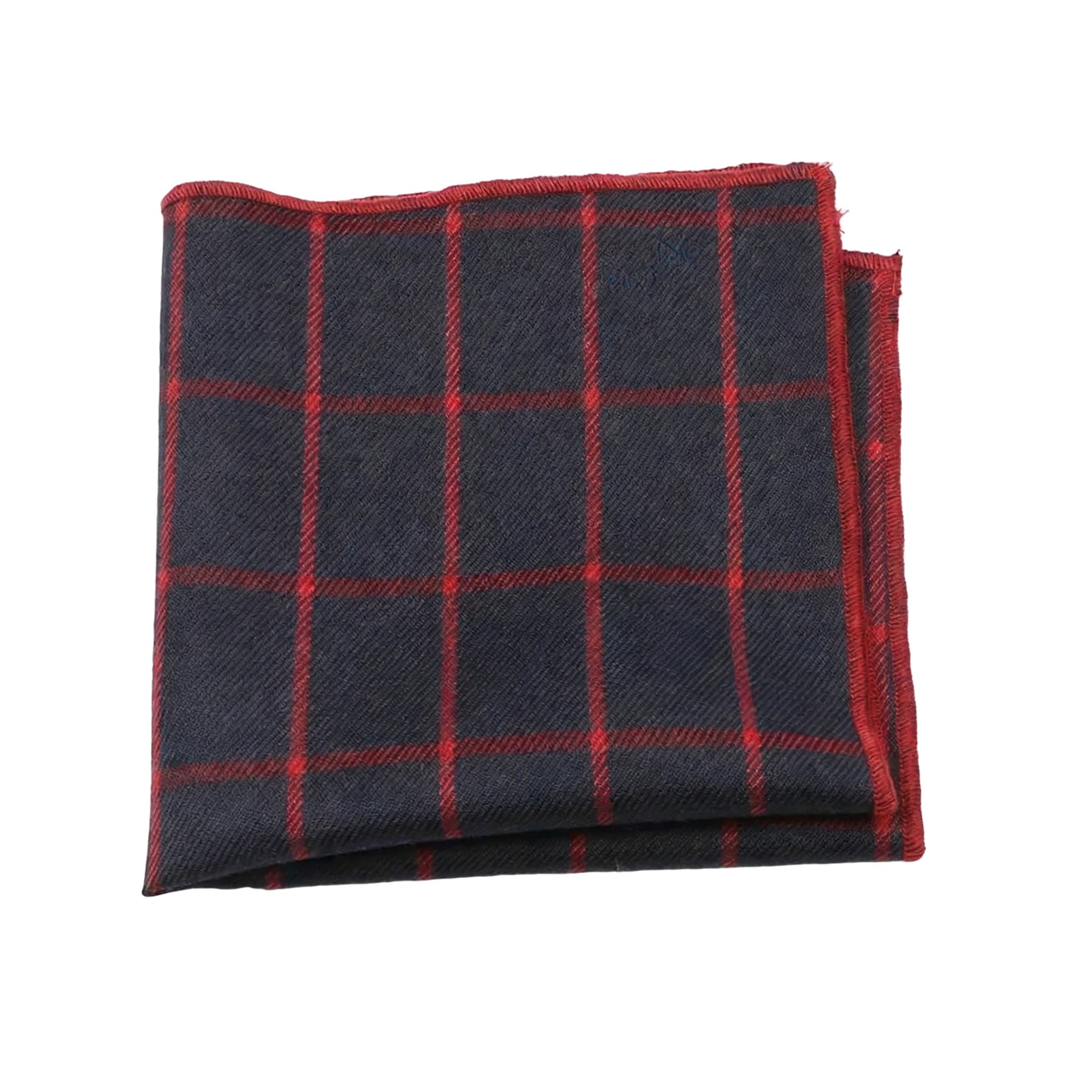 Navy Blue Red Plaid Pocket Square