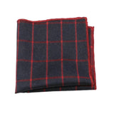 Navy Blue Red Plaid Pocket Square