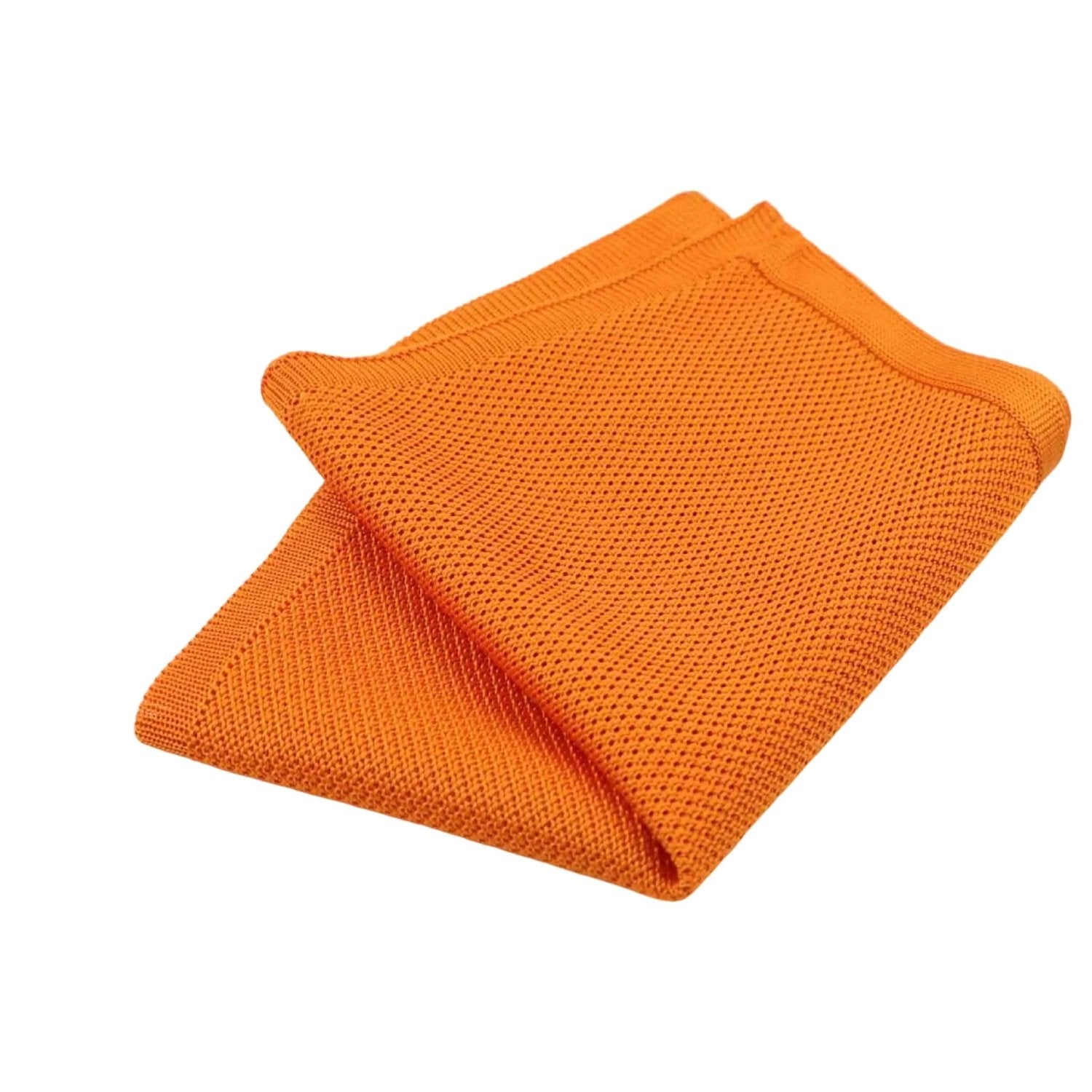 Orange With Orange Mesh Pattern Pocket Square