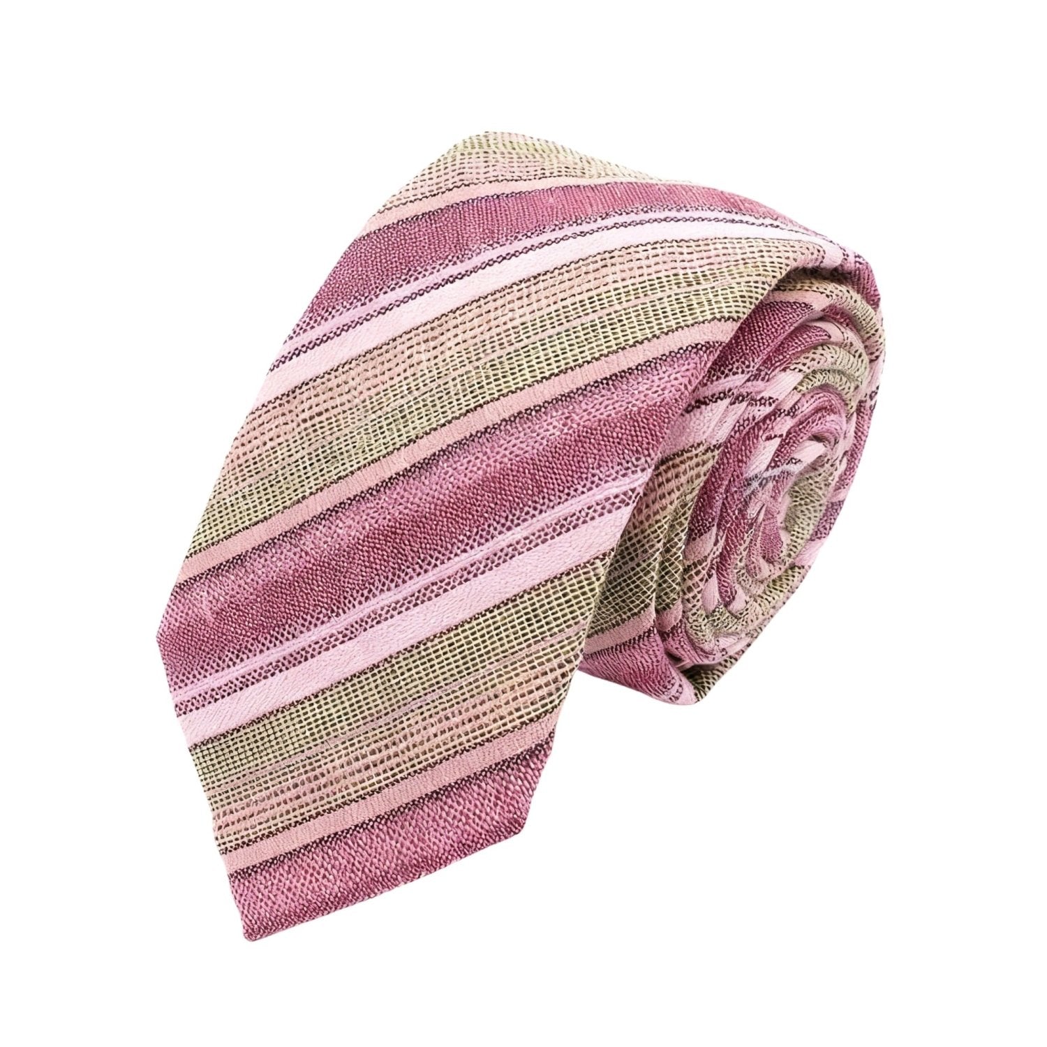 Pink With Green Striped Necktie