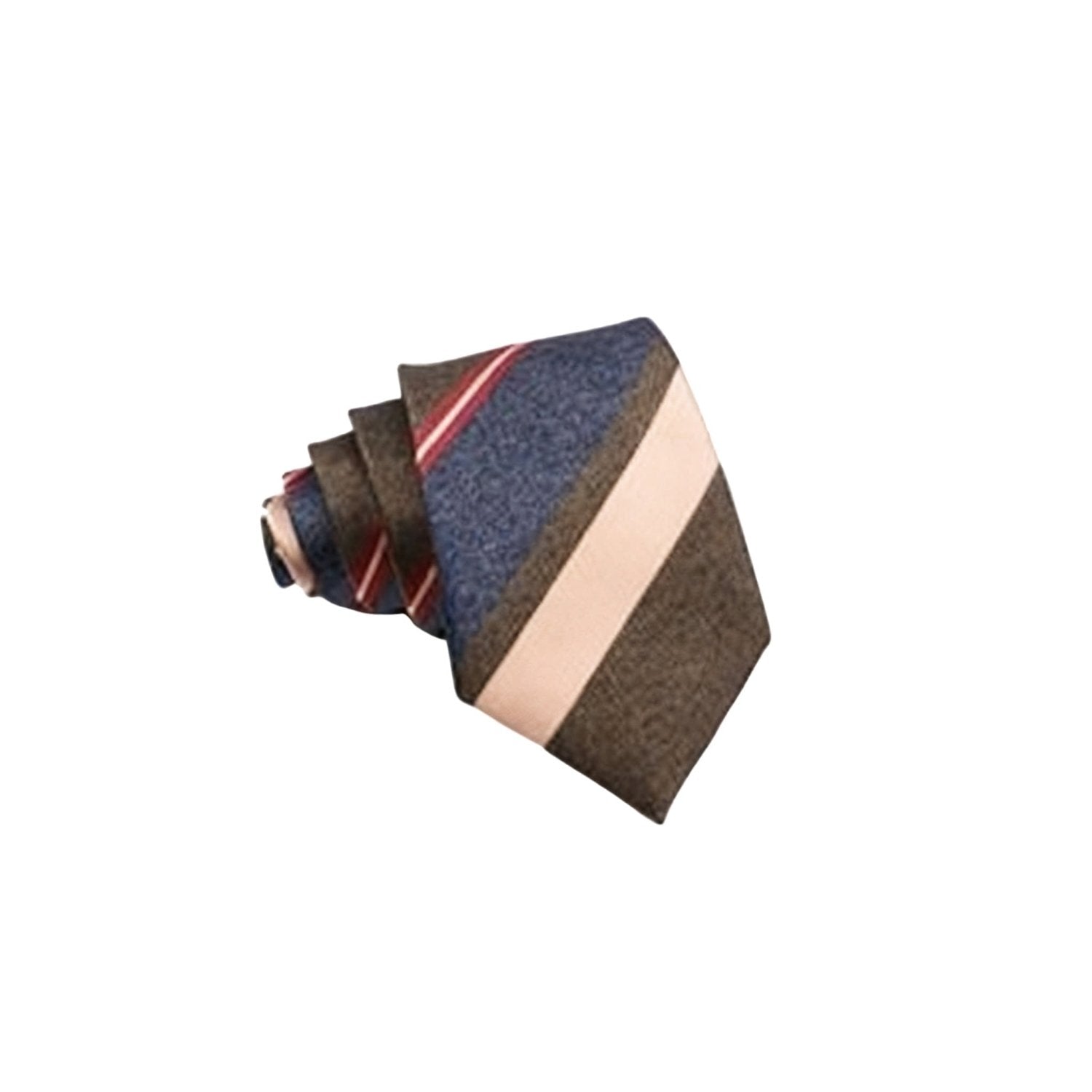 Brown With Navy & Beige Horizontal Stripes Necktie
