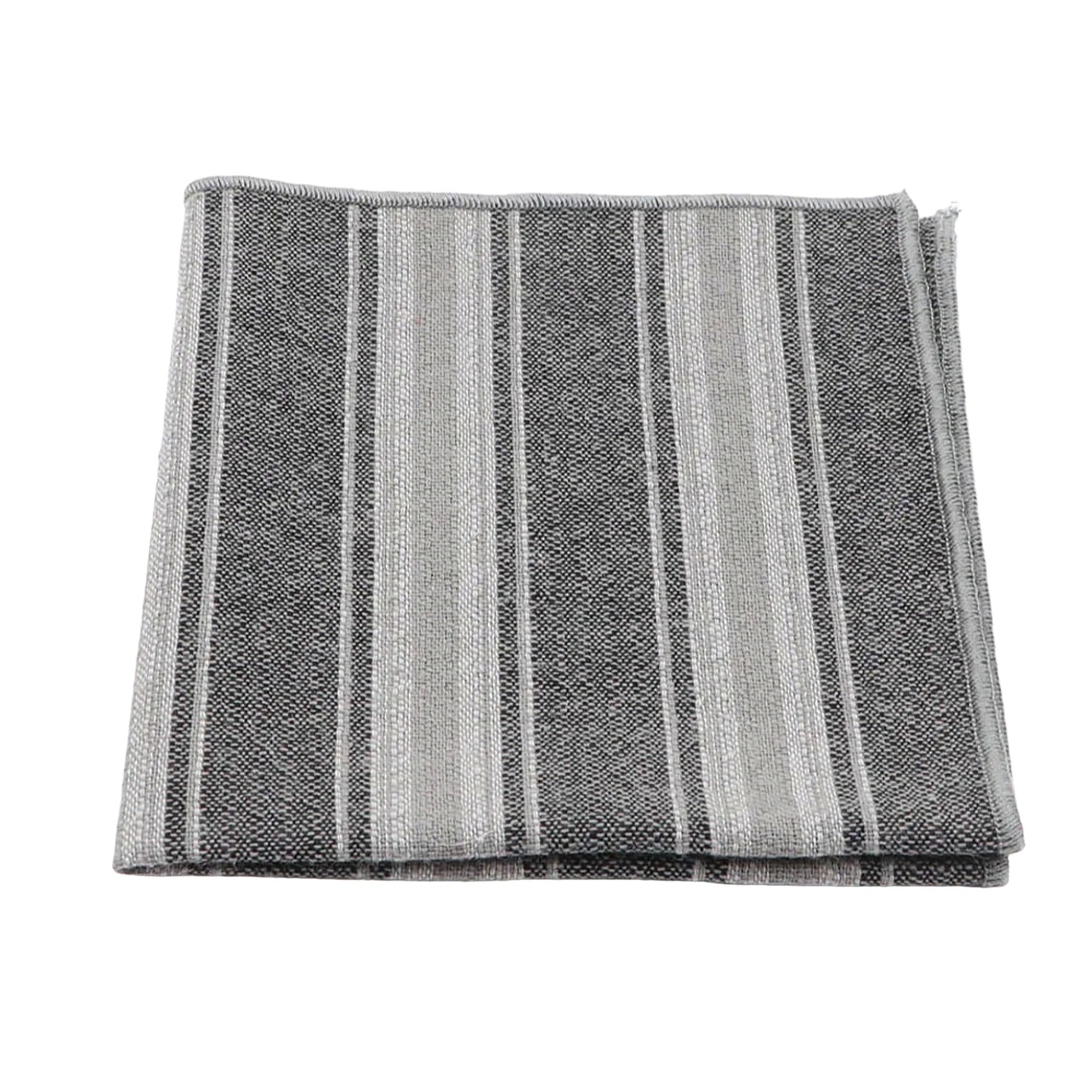 Gray Black Striped Pocket Square