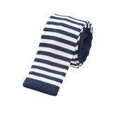 Navy White Striped Knitted Tie
