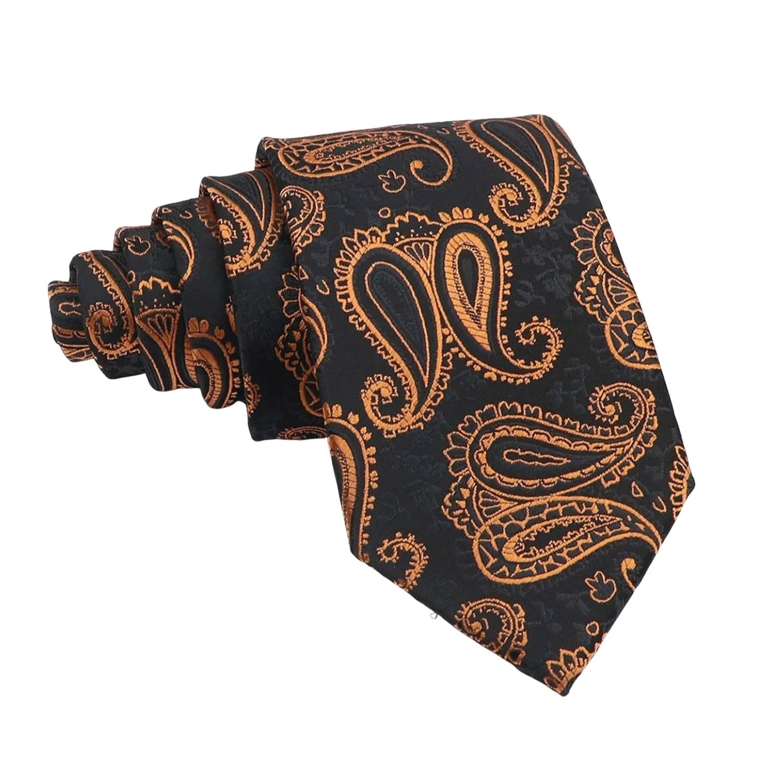 Black With Orange Paisley Necktie