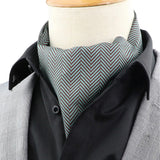 Teal Brown Herringbone Ascot