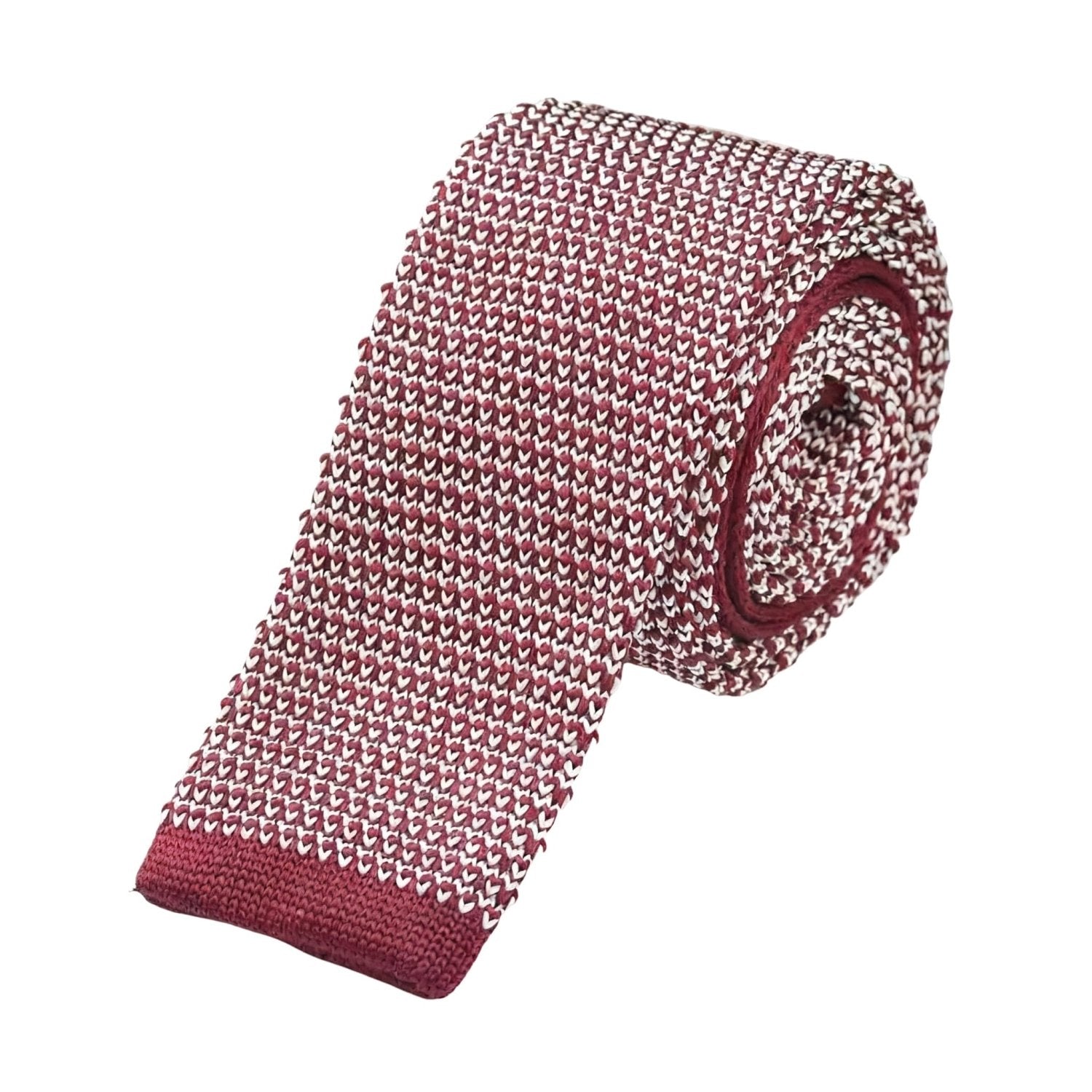 Maroon Necktie With Small White Patterns