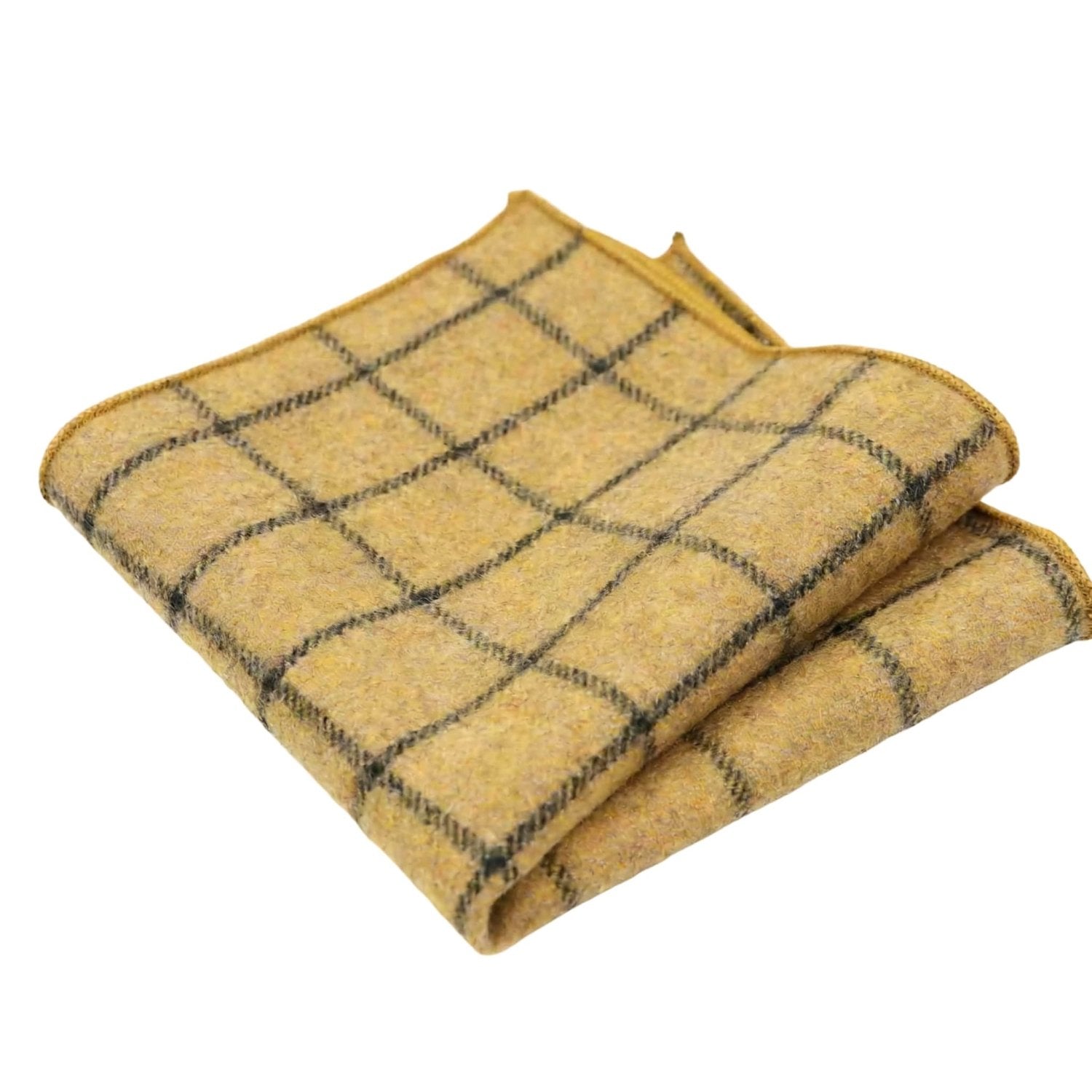 Yellow With Black Checkered Pocket Square