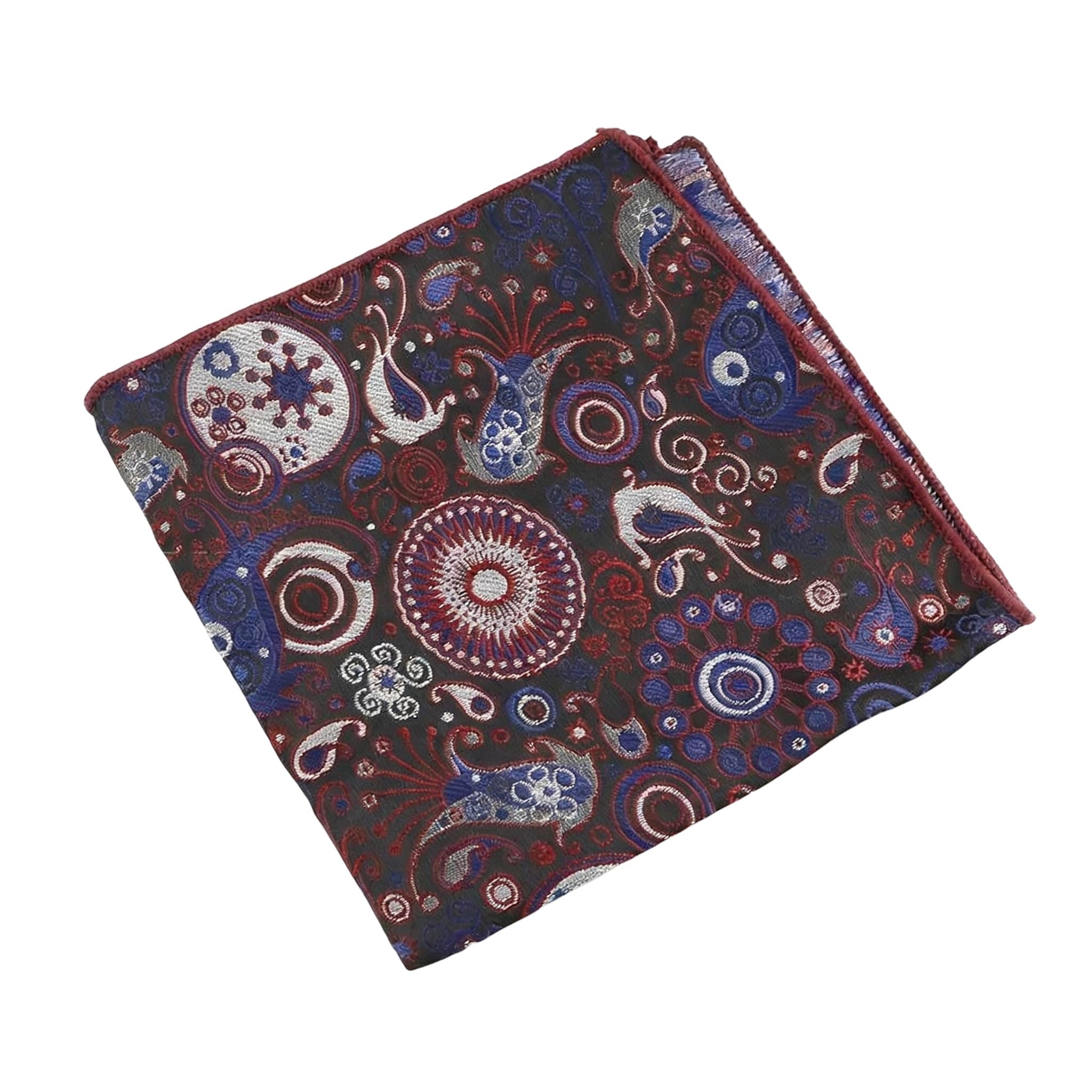 Black Red Paisley Pocket Square