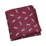 Burgundy Beige Dragonfly Pocket Square