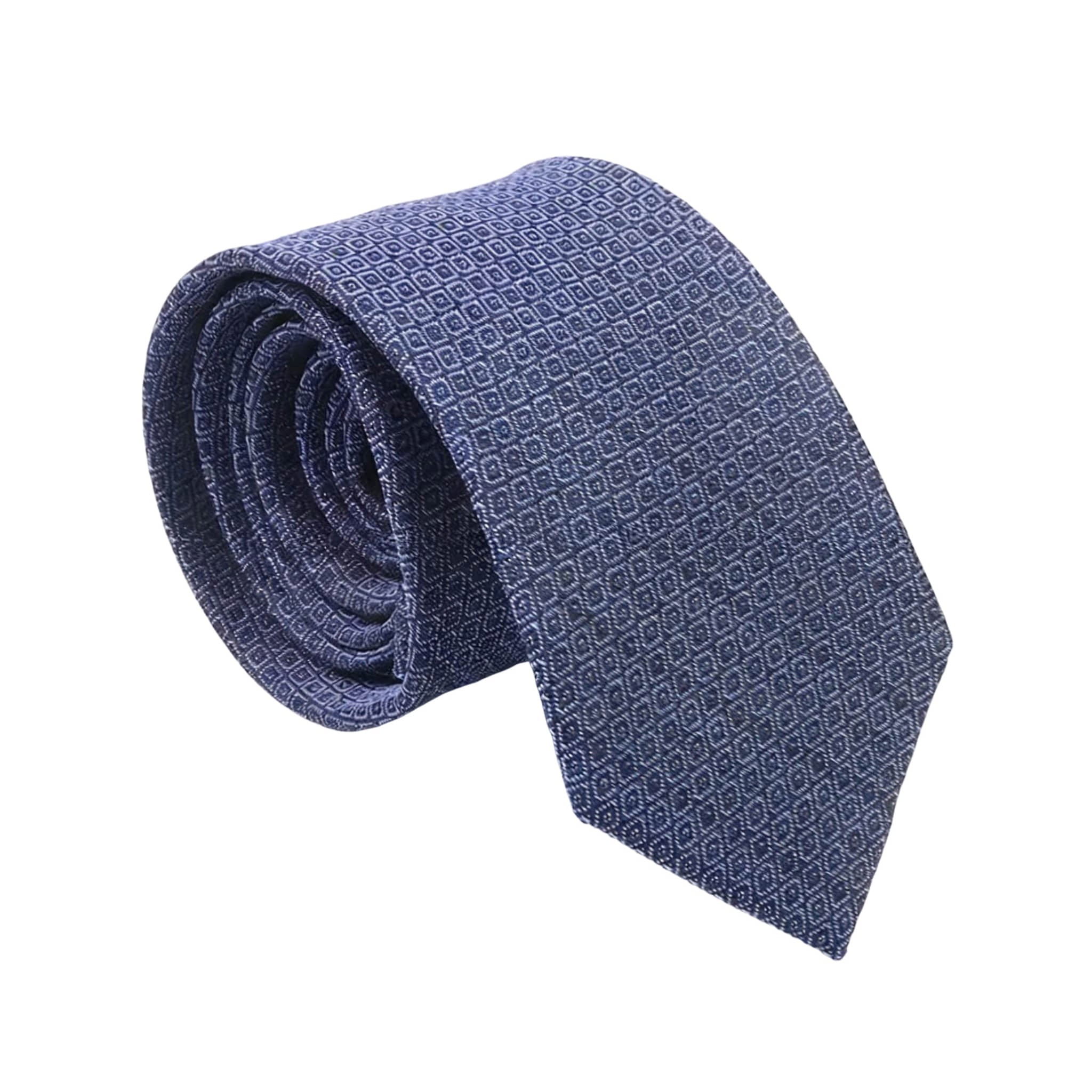 Navy Blue Light Blue Geometric Necktie