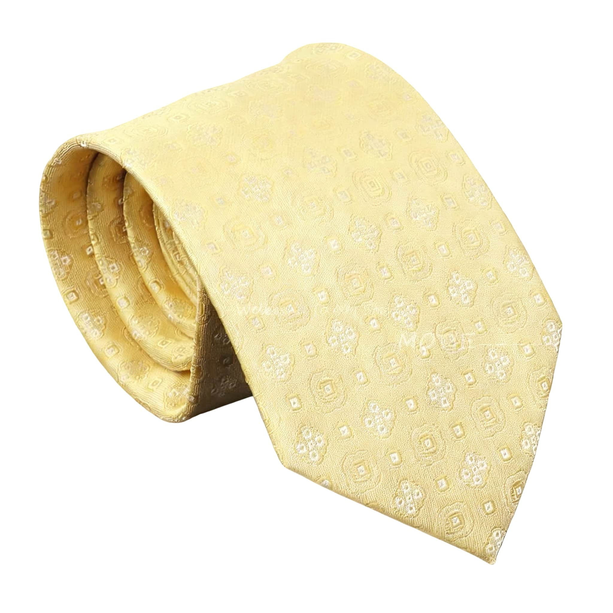 Gold White Geometric Necktie